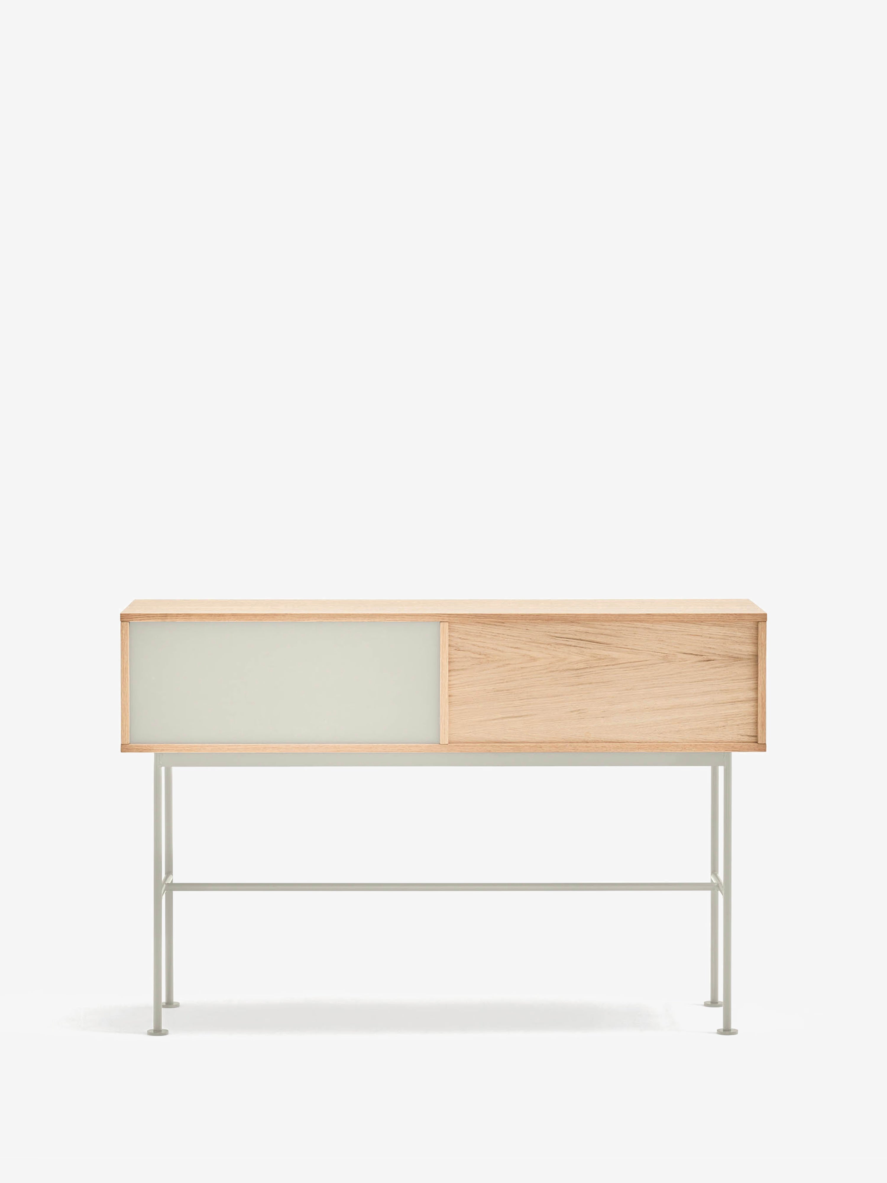 Yoko consola en roble con cajones y nichos lacados - mueble de entrada 120 x 80 cm