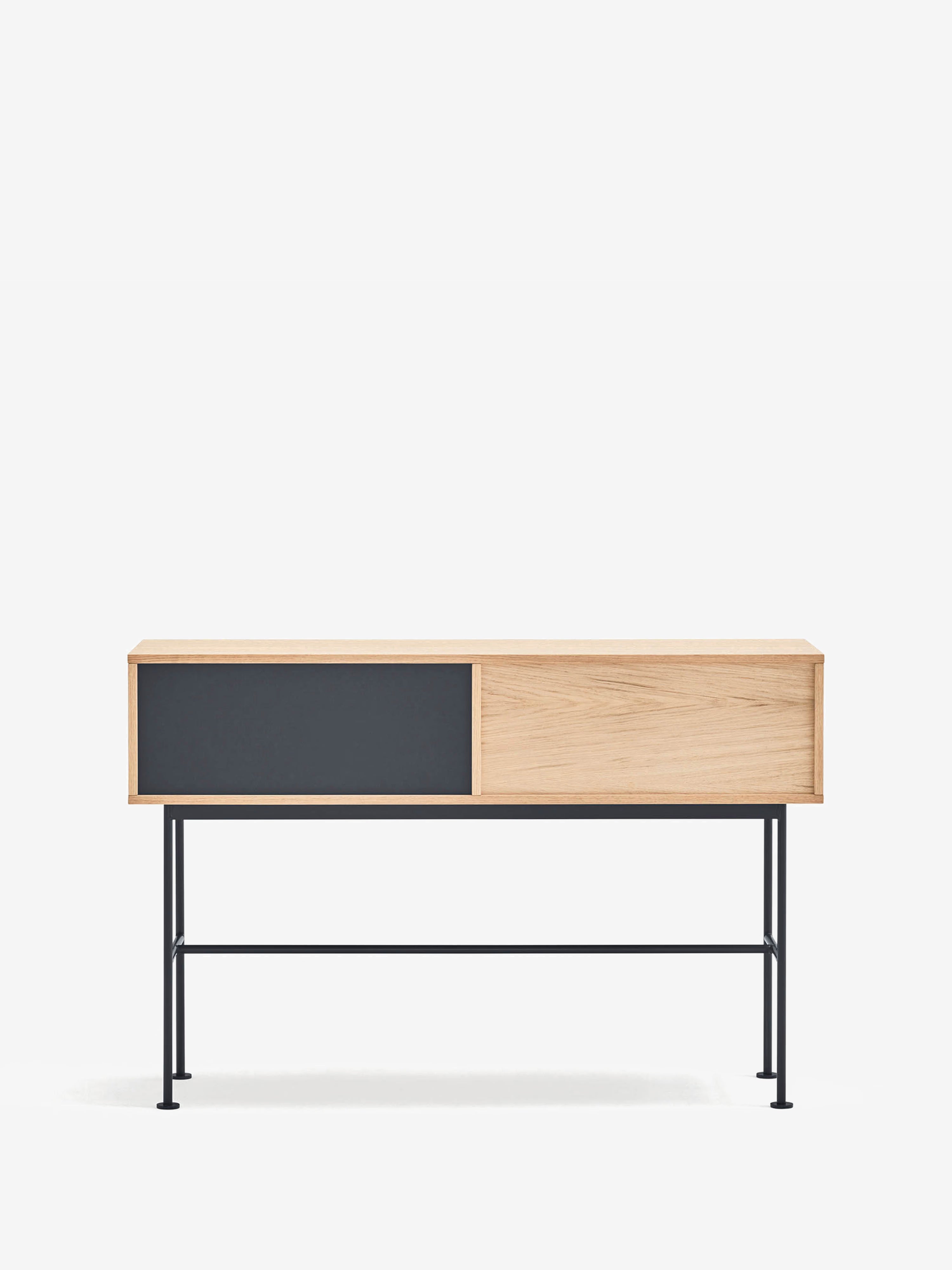 Yoko consola en roble con cajones y nichos lacados - mueble de entrada 120 x 80 cm