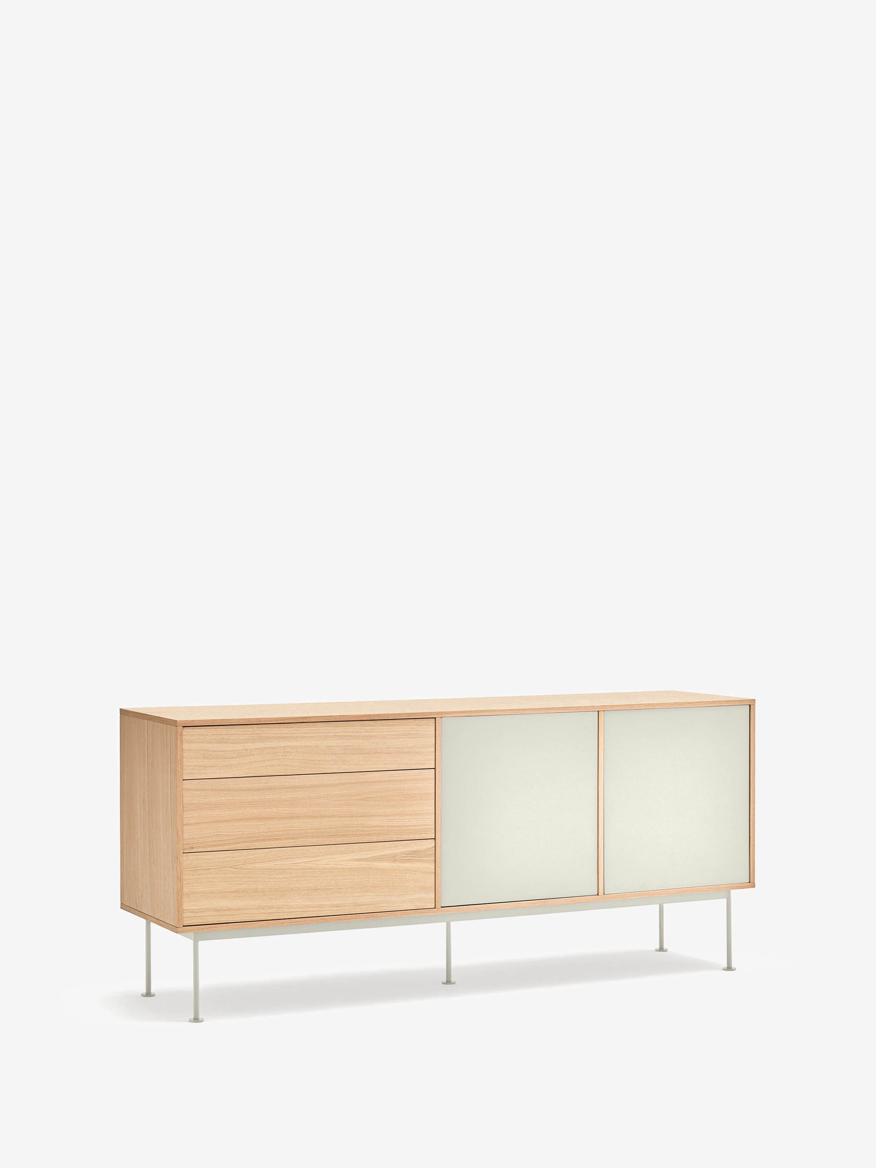 Yoko aparador en roble con 2 puertas lacadas y 3 cajones - Aparador 180 X 81 cm