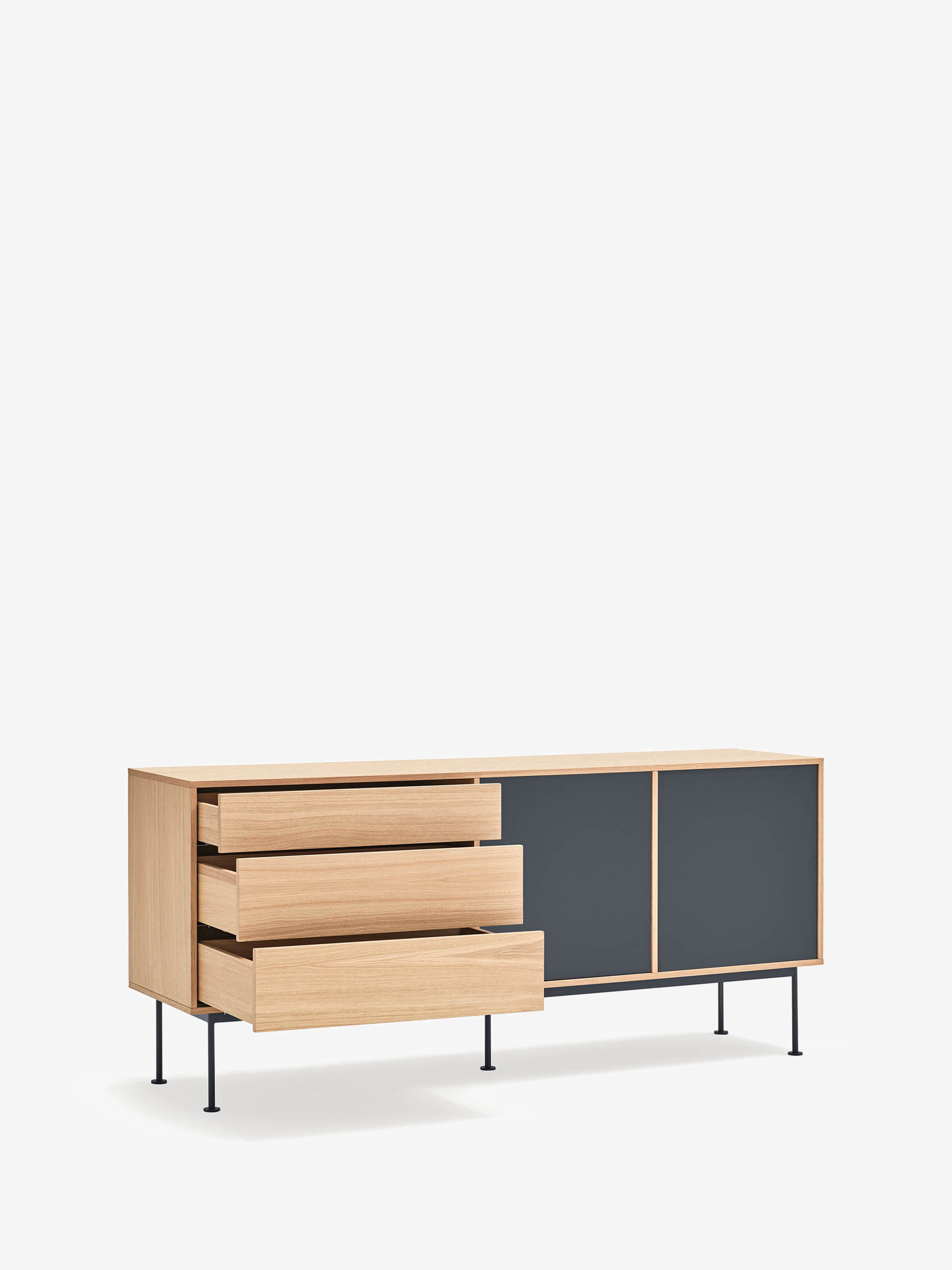 Yoko aparador en roble con 2 puertas lacadas y 3 cajones - Aparador 180 X 81 cm