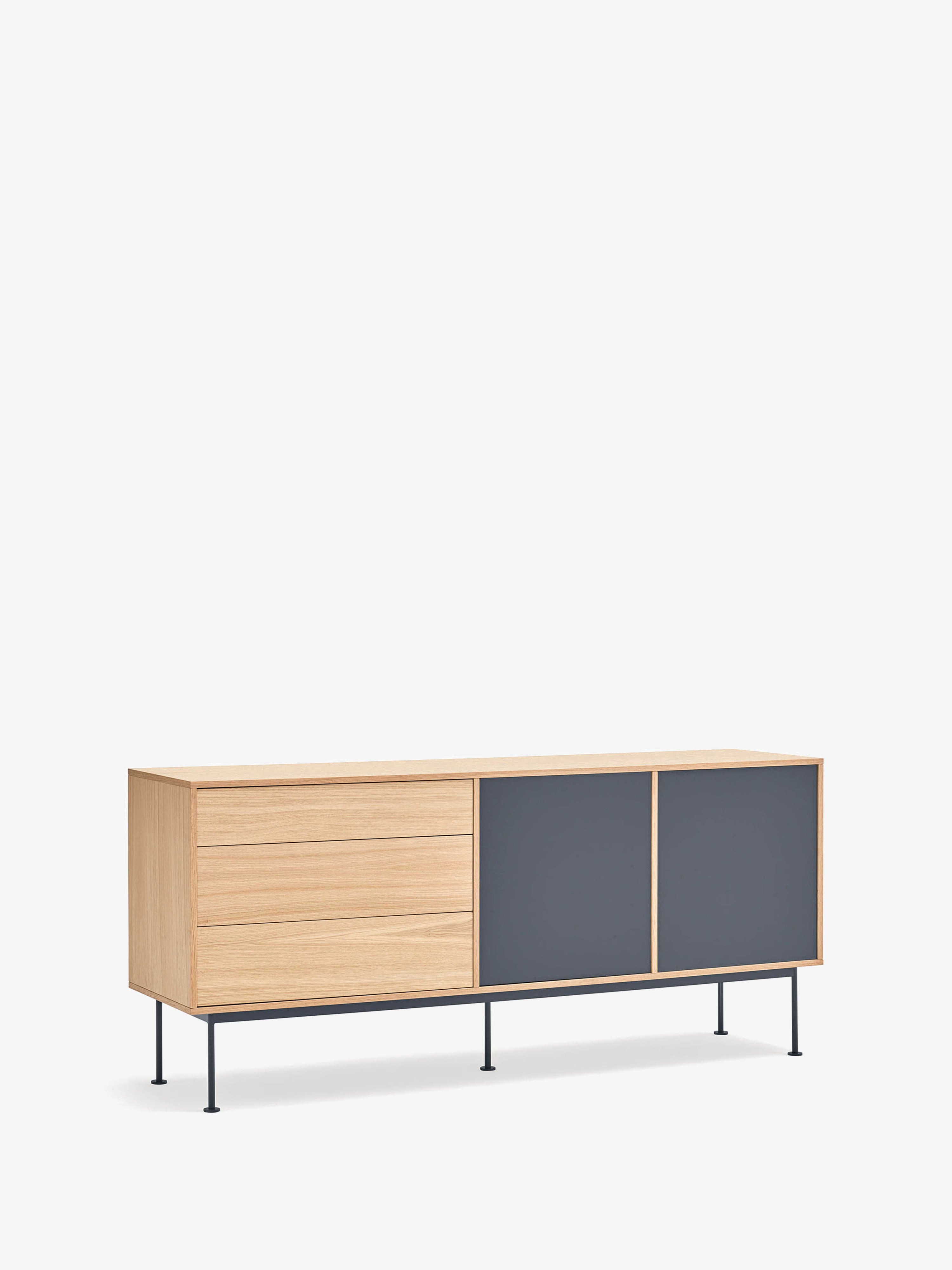 Yoko aparador en roble con 2 puertas lacadas y 3 cajones - Aparador 180 X 81 cm