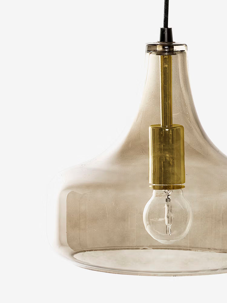 Yuser Lámpara colgante de vidrio verde o marrón ámbar - estilo nórdico y minimalista