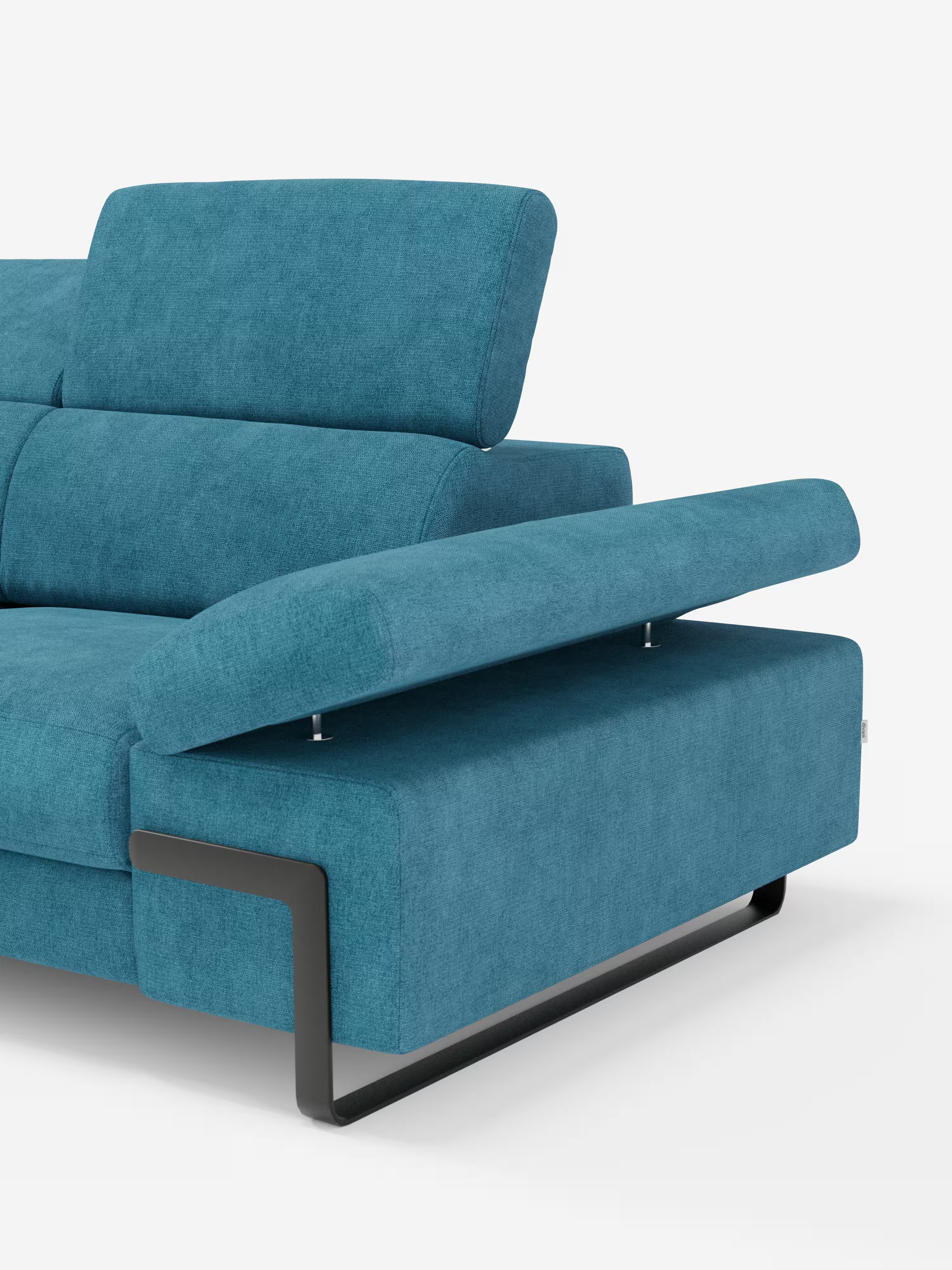 Zayana sofa with pull-out element 2 and 3 seats, reclining armrests and headrests in waterproof fabric