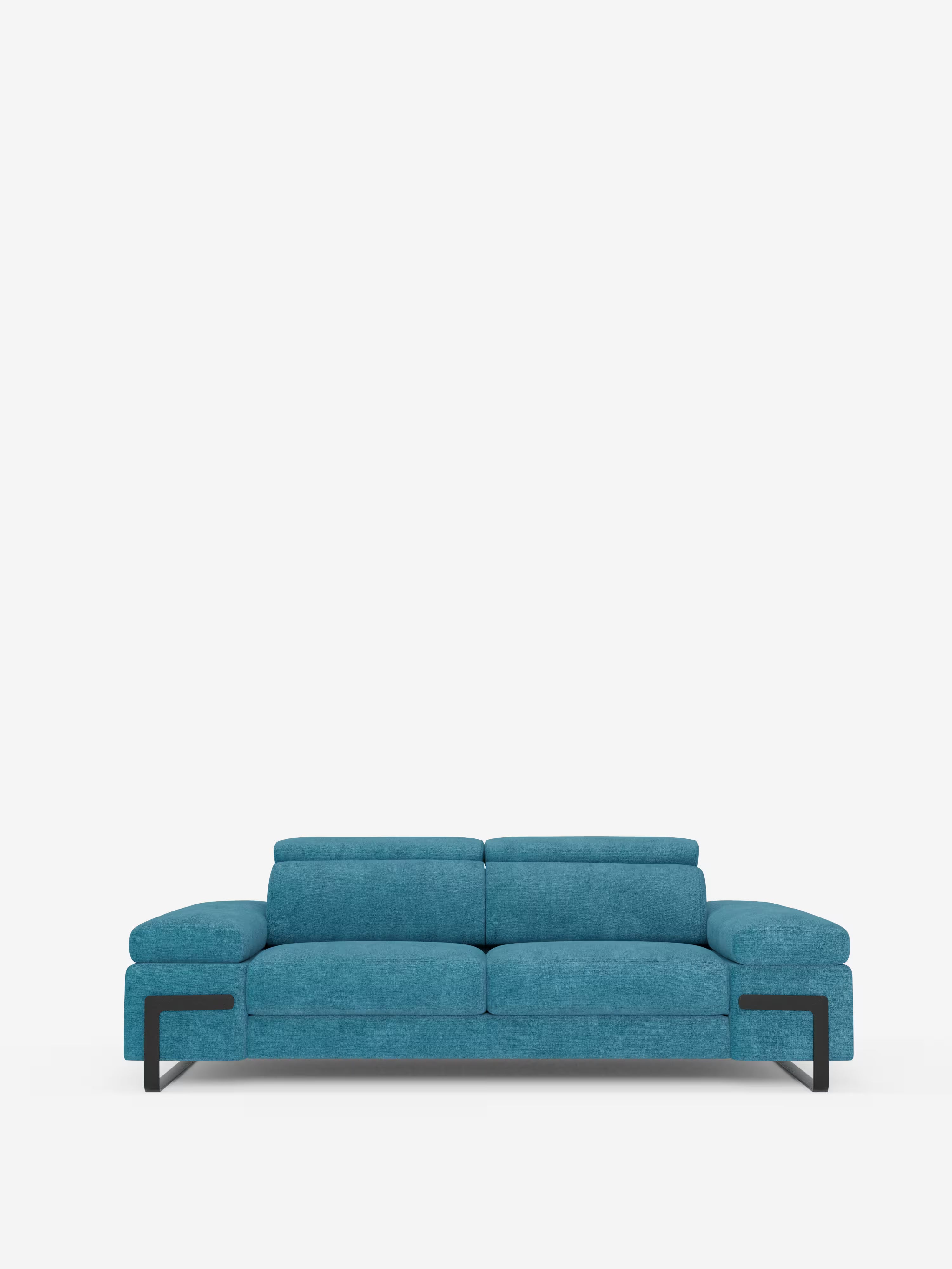 Zayana sofa with pull-out element 2 and 3 seats, reclining armrests and headrests in waterproof fabric