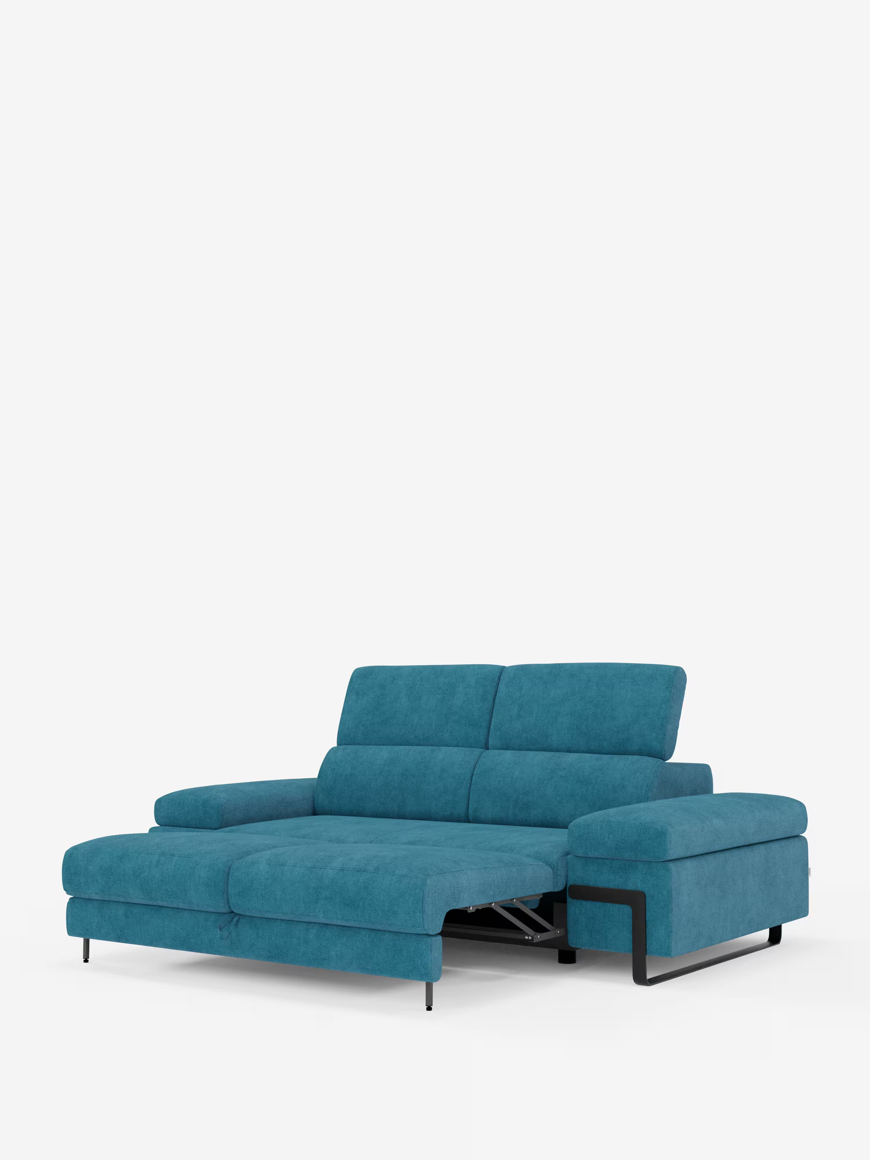 Zayana sofa with pull-out element 2 and 3 seats, reclining armrests and headrests in waterproof fabric