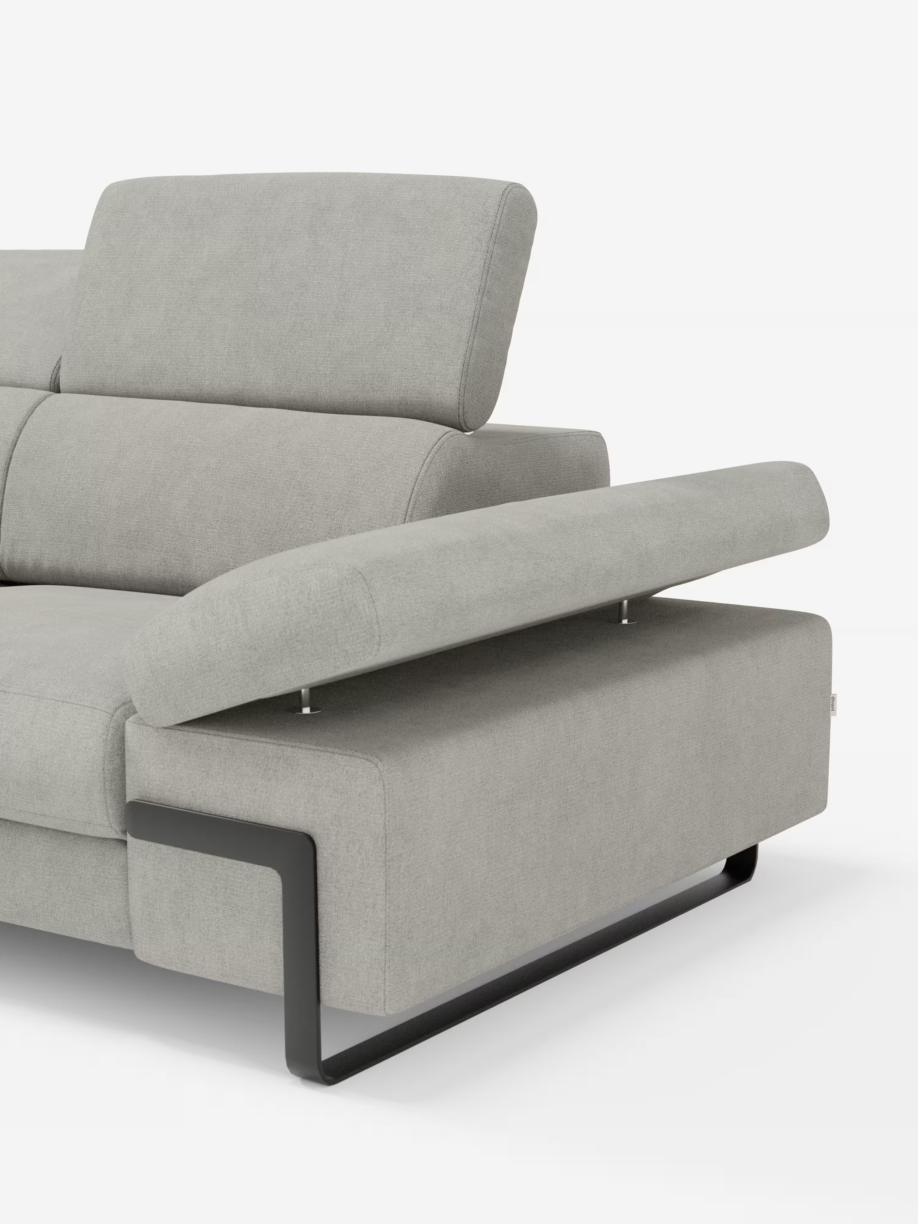 Zayana sofa with pull-out element 2 and 3 seats, reclining armrests and headrests in waterproof fabric