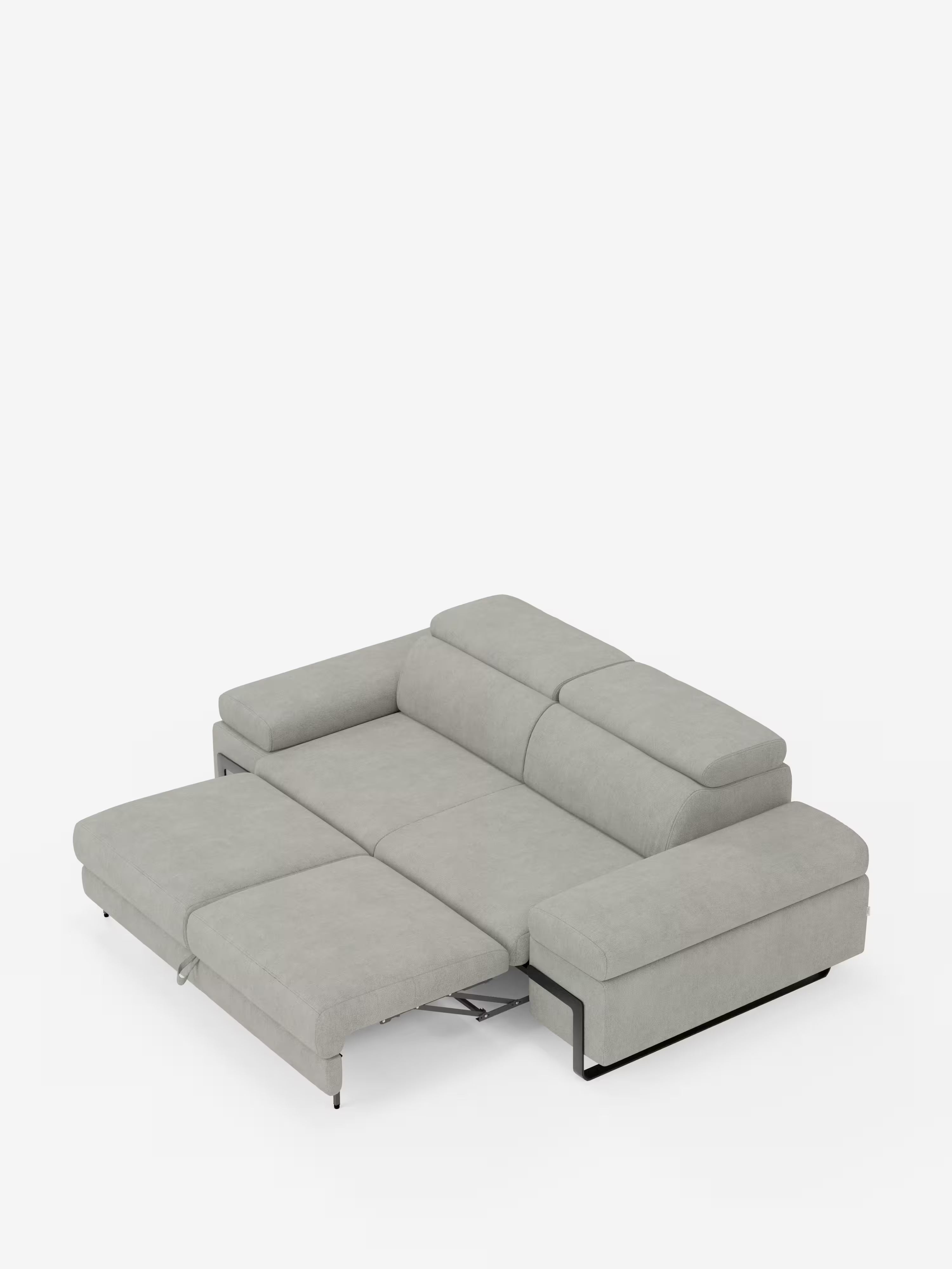 Zayana sofa with pull-out element 2 and 3 seats, reclining armrests and headrests in waterproof fabric