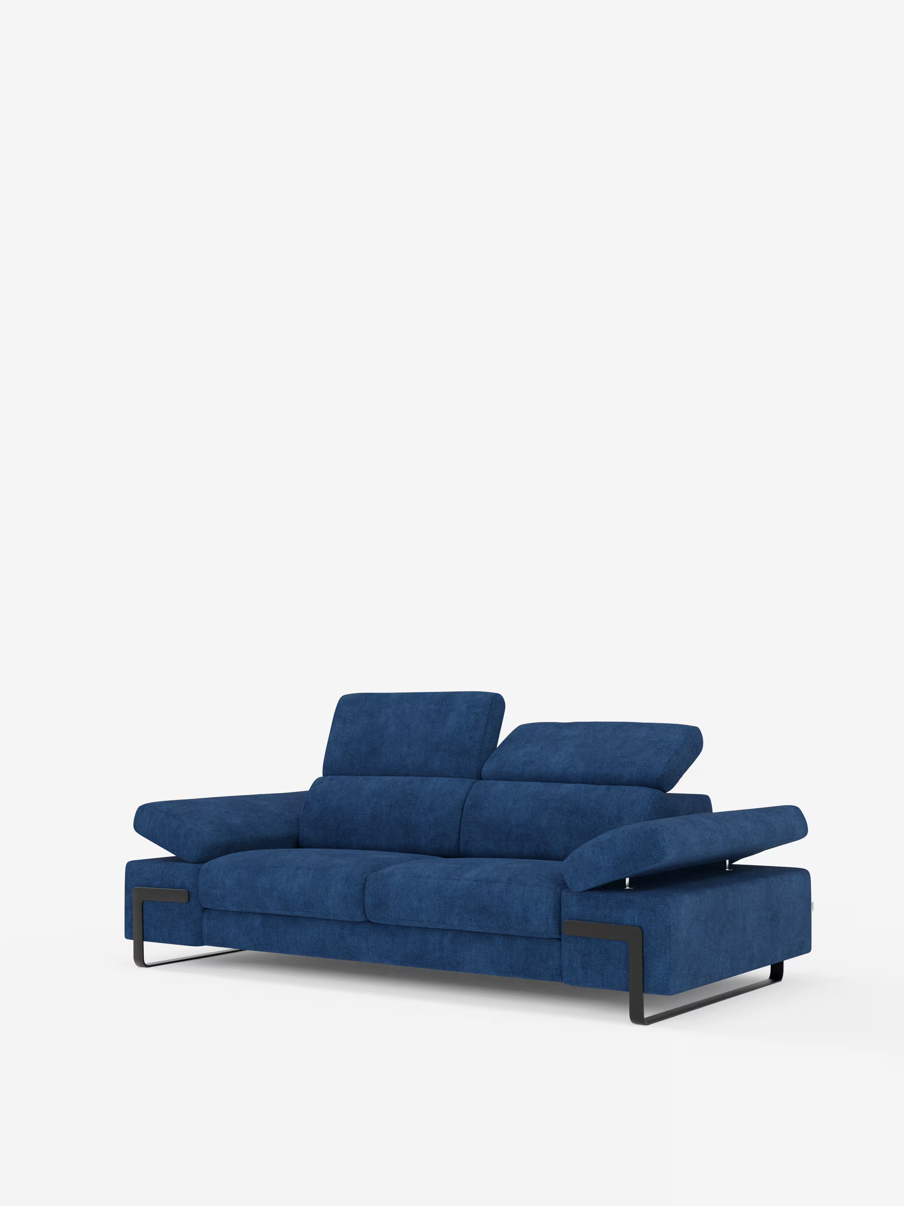Zayana sofa with pull-out element 2 and 3 seats, reclining armrests and headrests in waterproof fabric