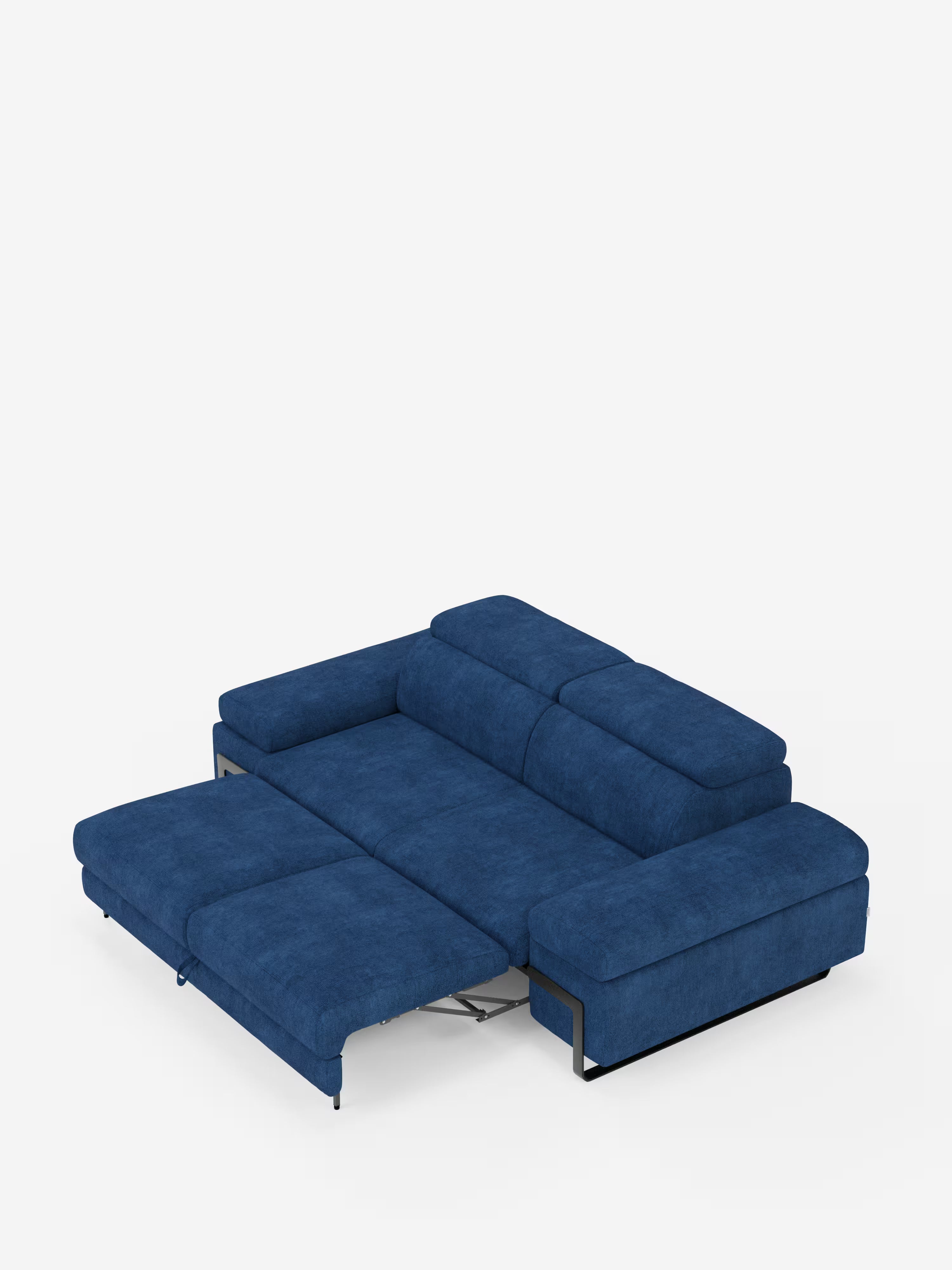Zayana sofa with pull-out element 2 and 3 seats, reclining armrests and headrests in waterproof fabric
