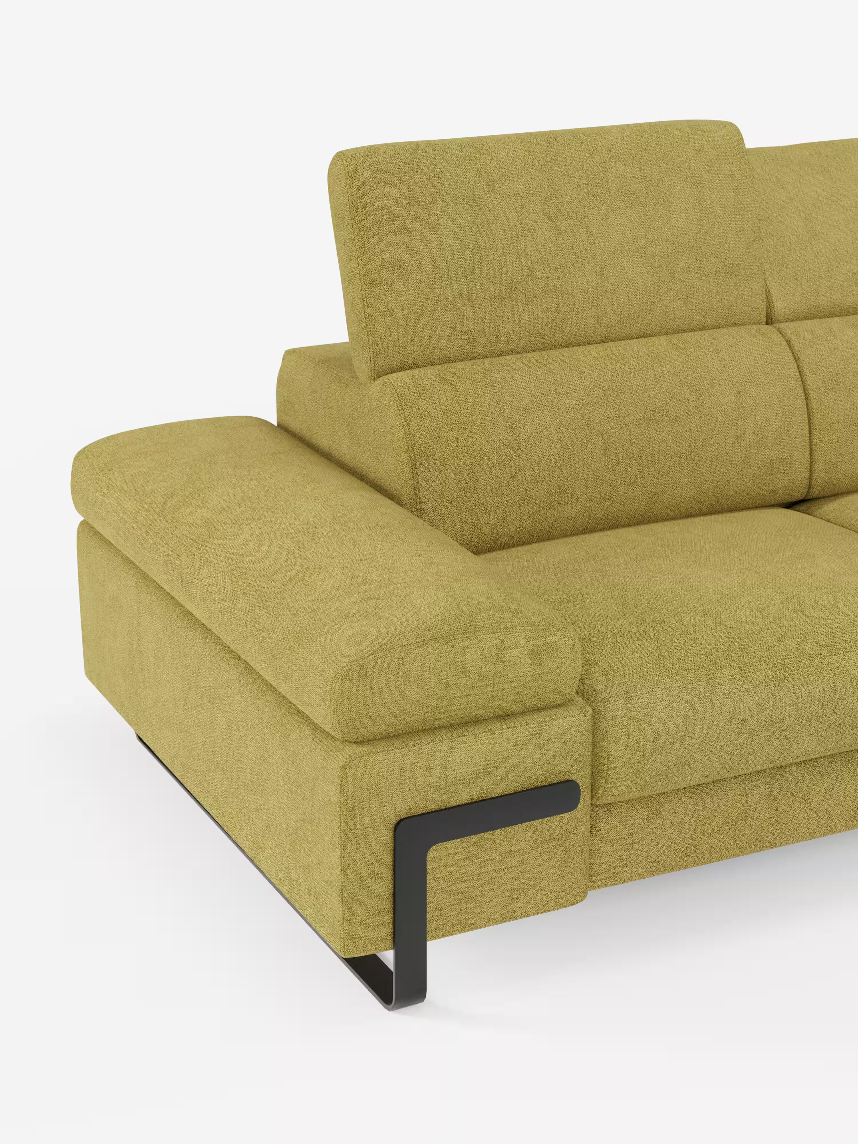 Zayana sofa with pull-out element 2 and 3 seats, reclining armrests and headrests in waterproof fabric