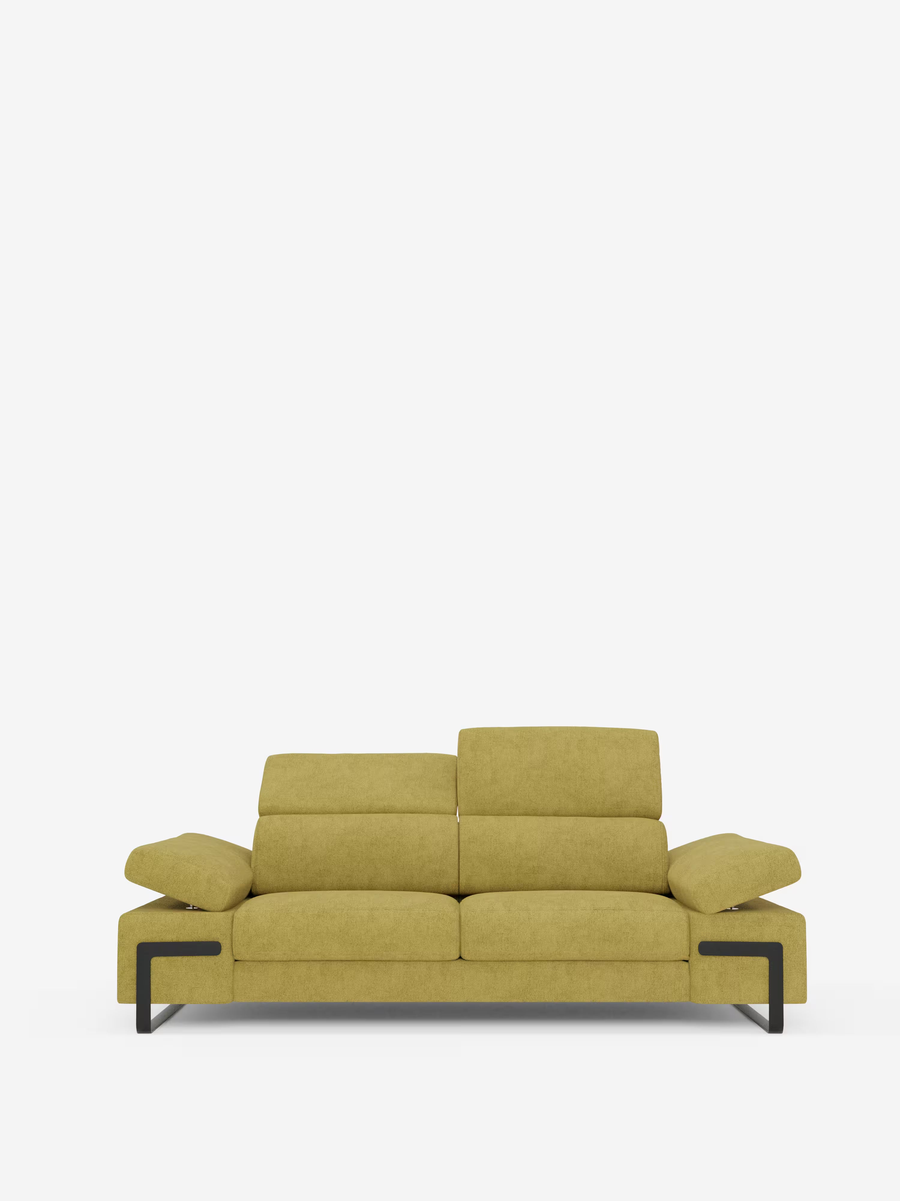 Zayana sofa with pull-out element 2 and 3 seats, reclining armrests and headrests in waterproof fabric