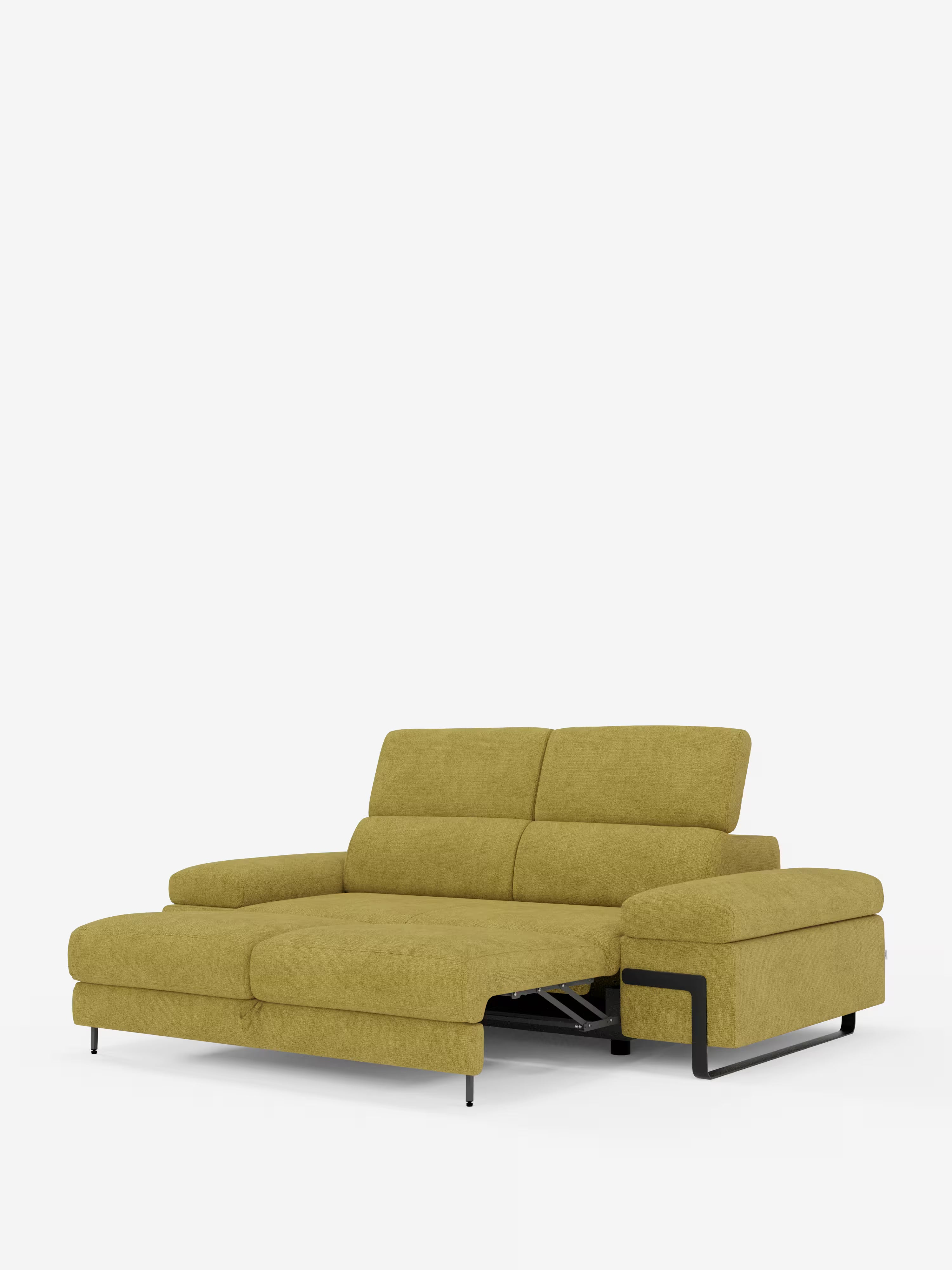 Zayana sofa with pull-out element 2 and 3 seats, reclining armrests and headrests in waterproof fabric