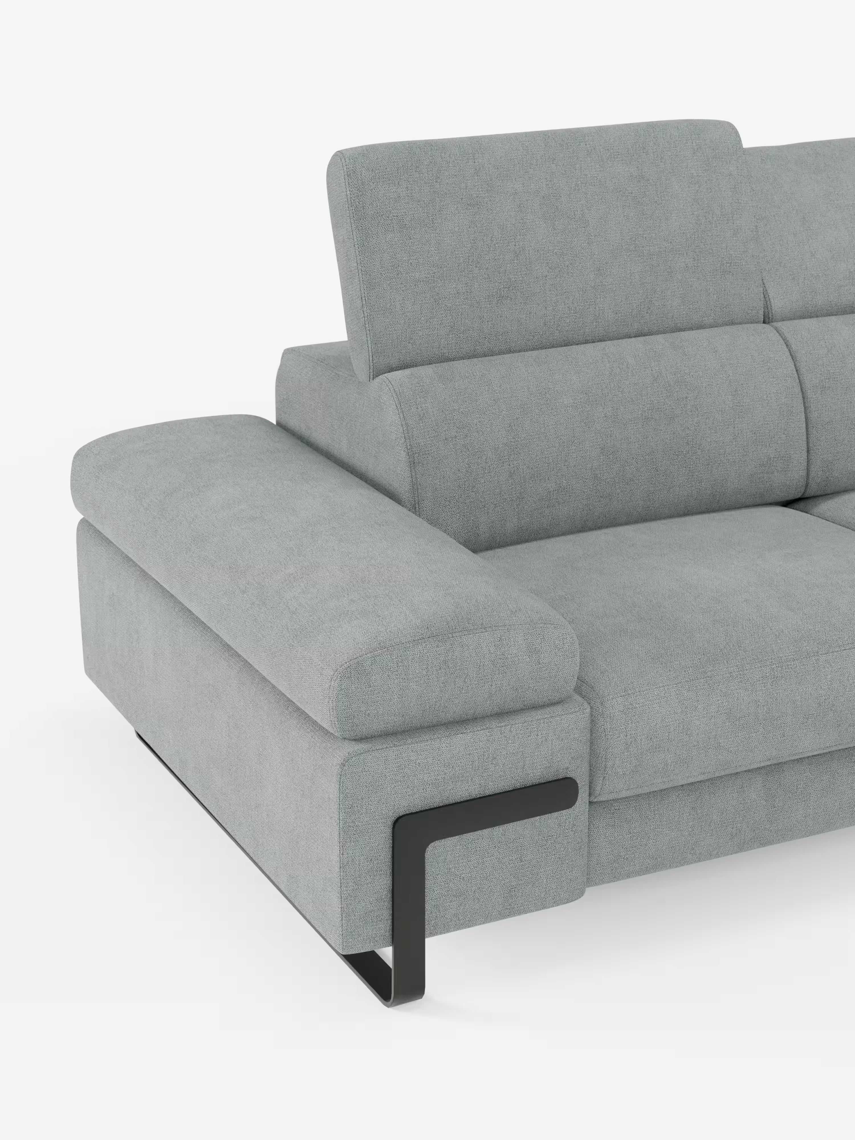 Zayana sofa with pull-out element 2 and 3 seats, reclining armrests and headrests in waterproof fabric