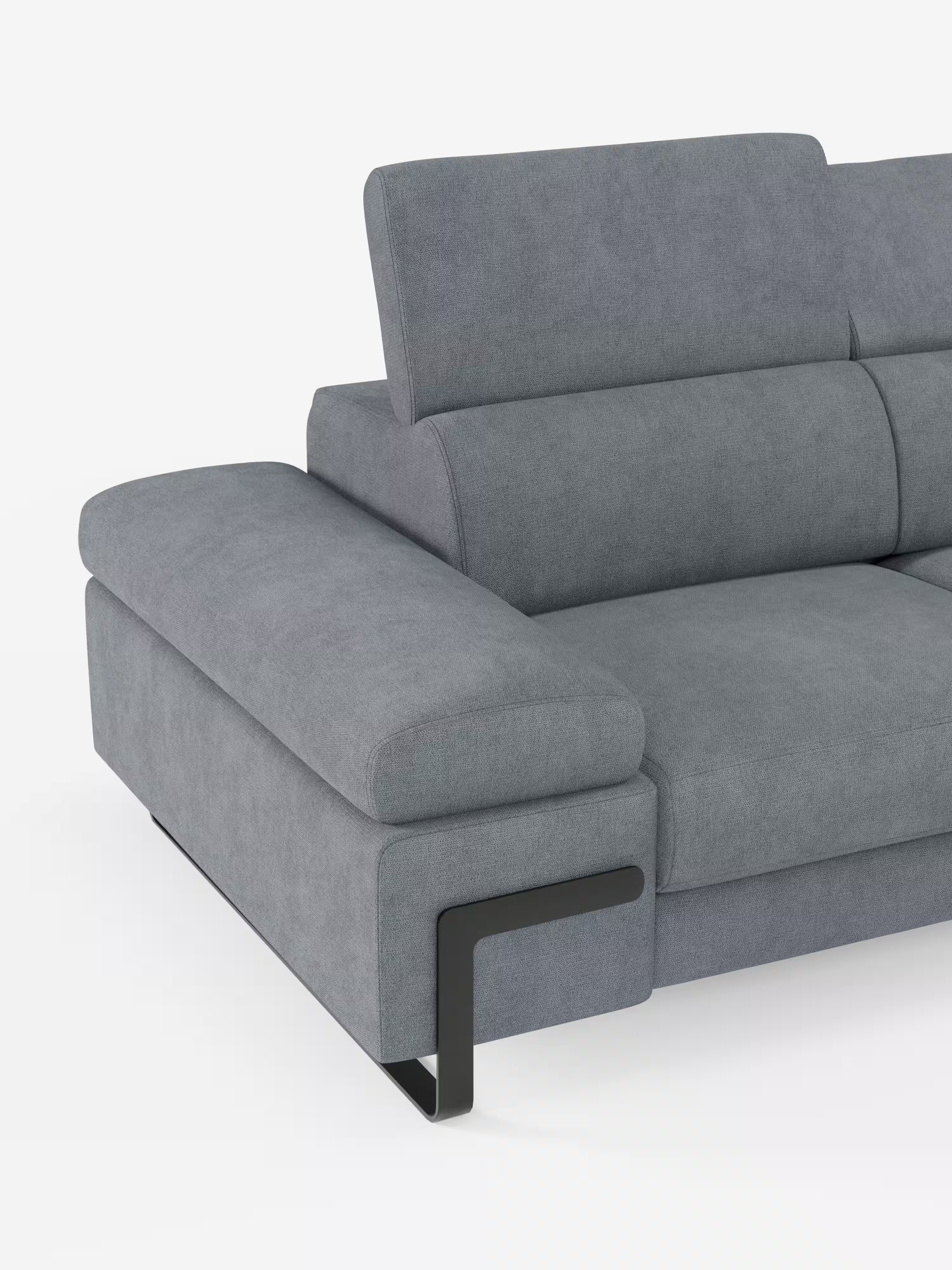 Zayana sofa with pull-out element 2 and 3 seats, reclining armrests and headrests in waterproof fabric