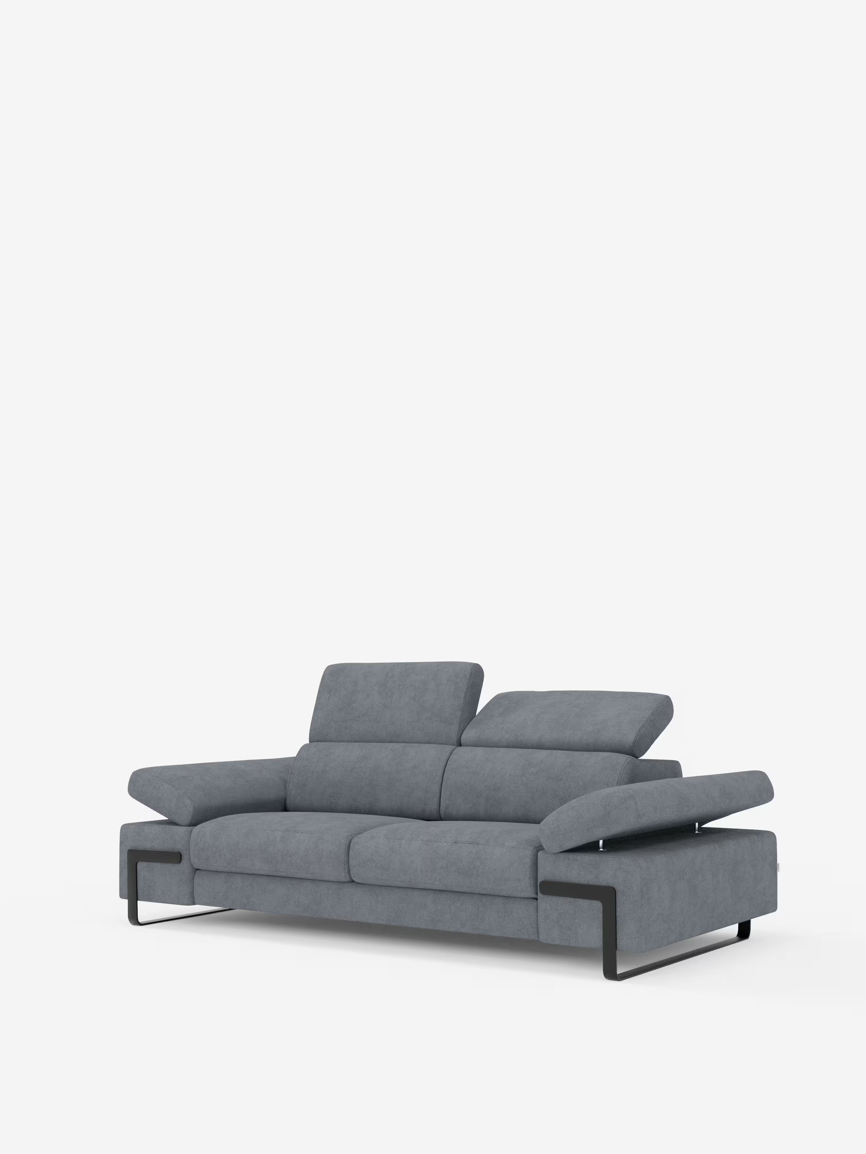 Zayana sofa with pull-out element 2 and 3 seats, reclining armrests and headrests in waterproof fabric