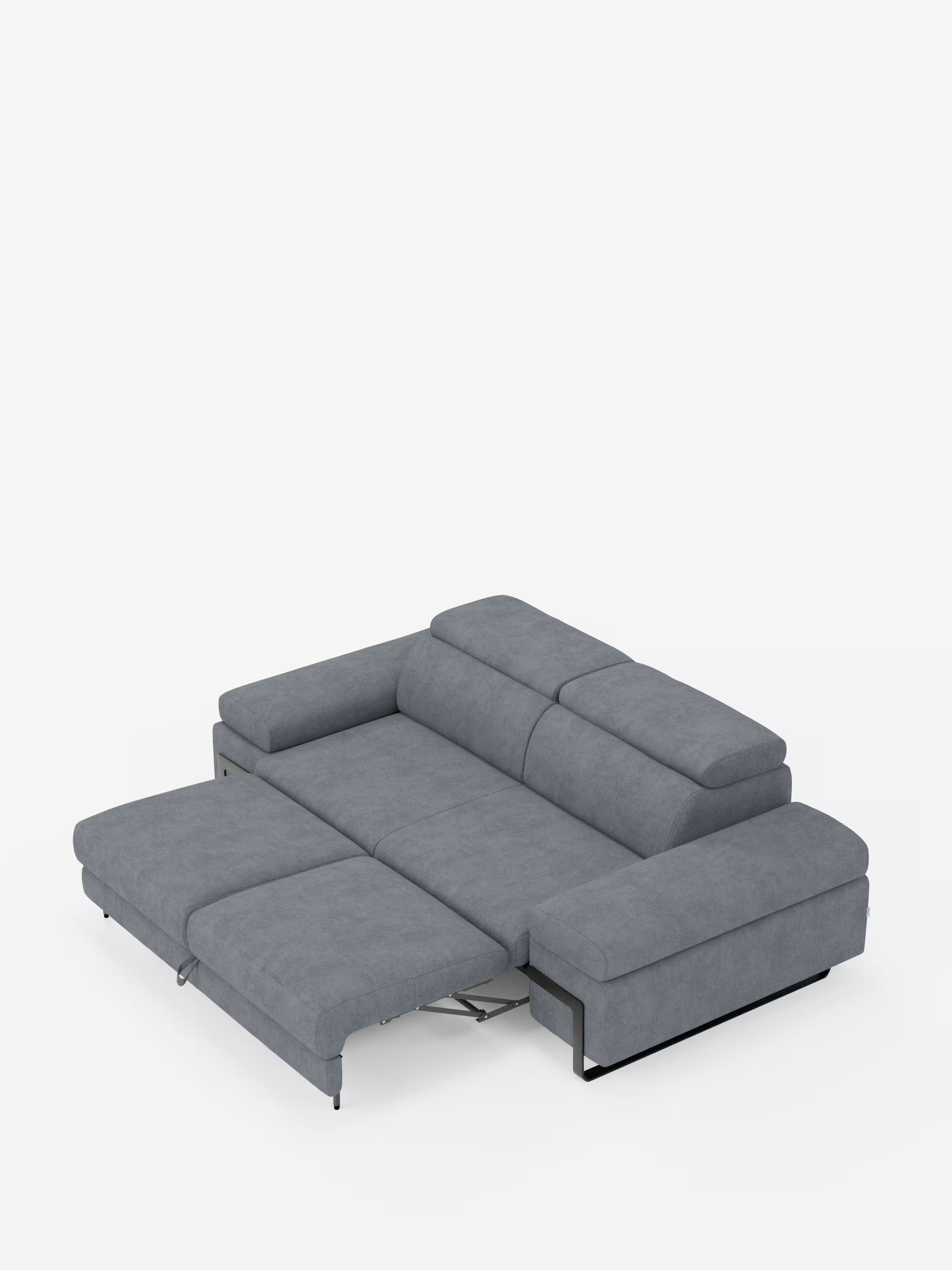 Zayana sofa with pull-out element 2 and 3 seats, reclining armrests and headrests in waterproof fabric