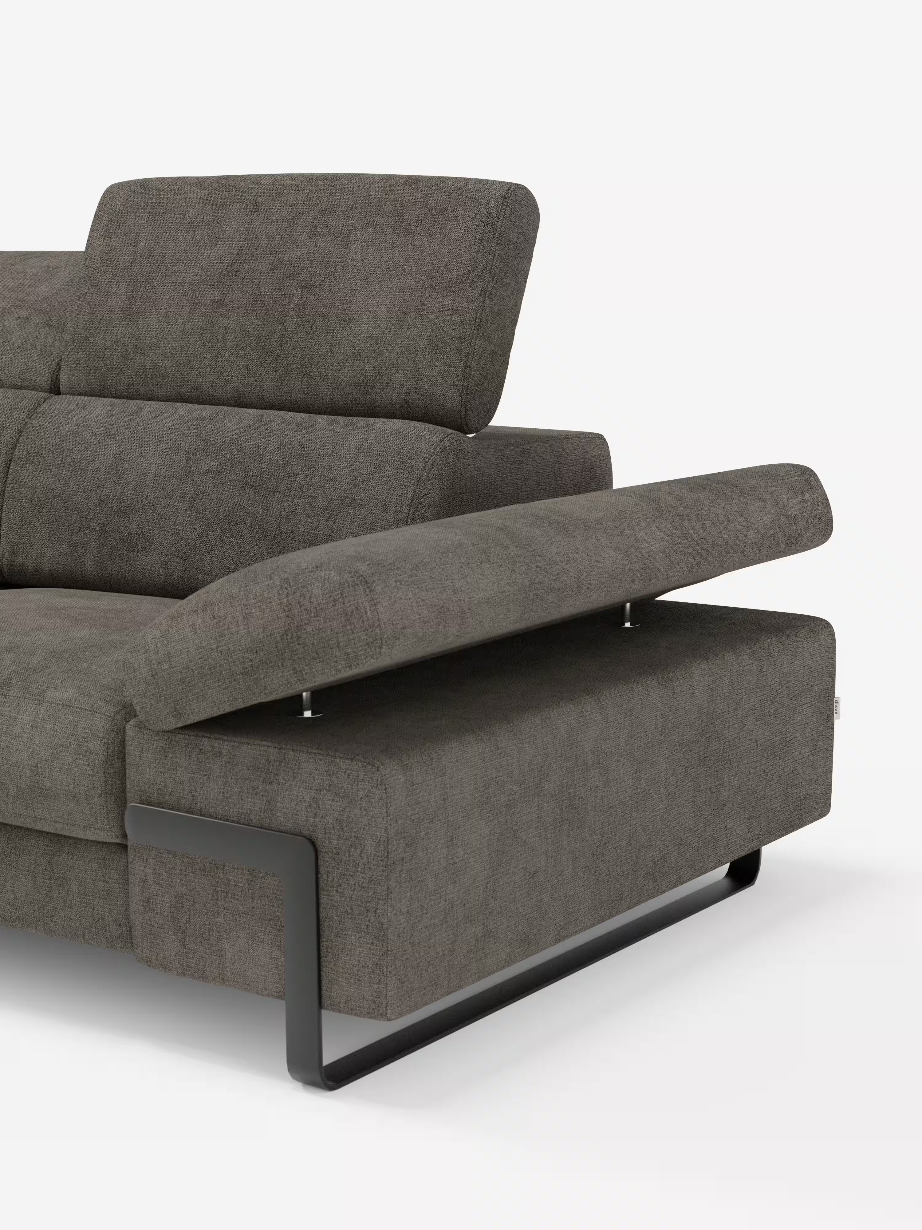 Zayana sofa with pull-out element 2 and 3 seats, reclining armrests and headrests in waterproof fabric