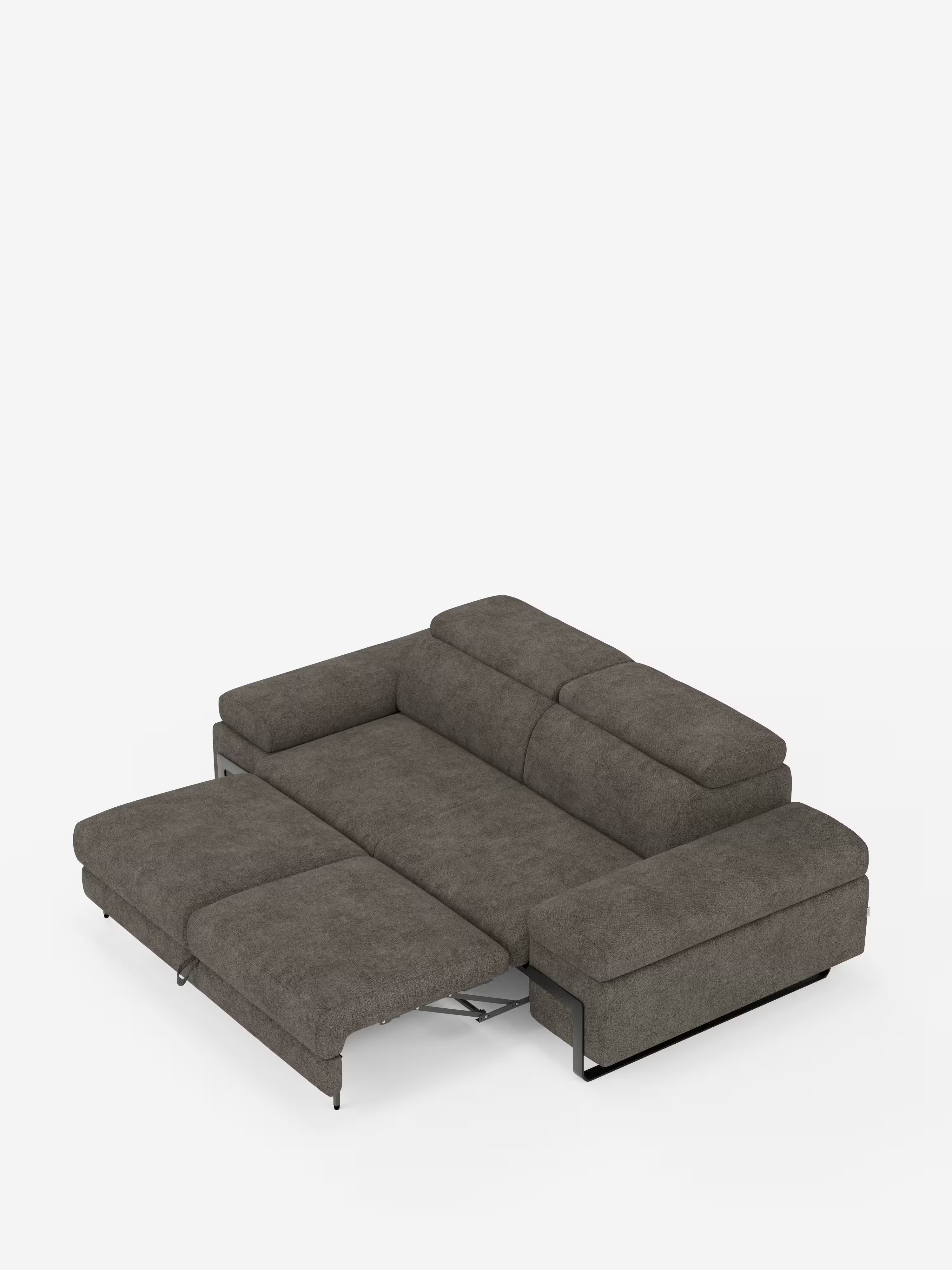 Zayana sofa with pull-out element 2 and 3 seats, reclining armrests and headrests in waterproof fabric