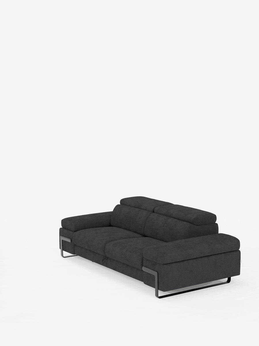 Zayana sofa with pull-out element 2 and 3 seats, reclining armrests and headrests in waterproof fabric