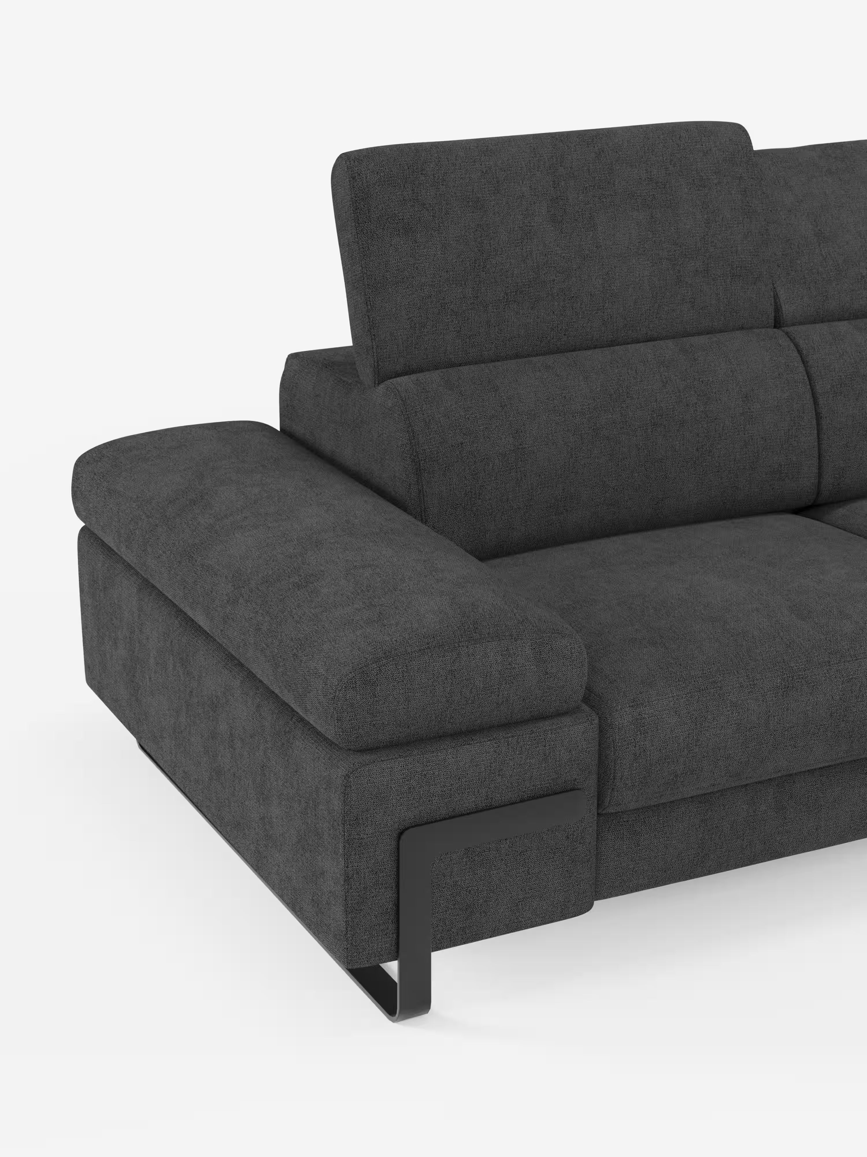 Zayana sofa with pull-out element 2 and 3 seats, reclining armrests and headrests in waterproof fabric