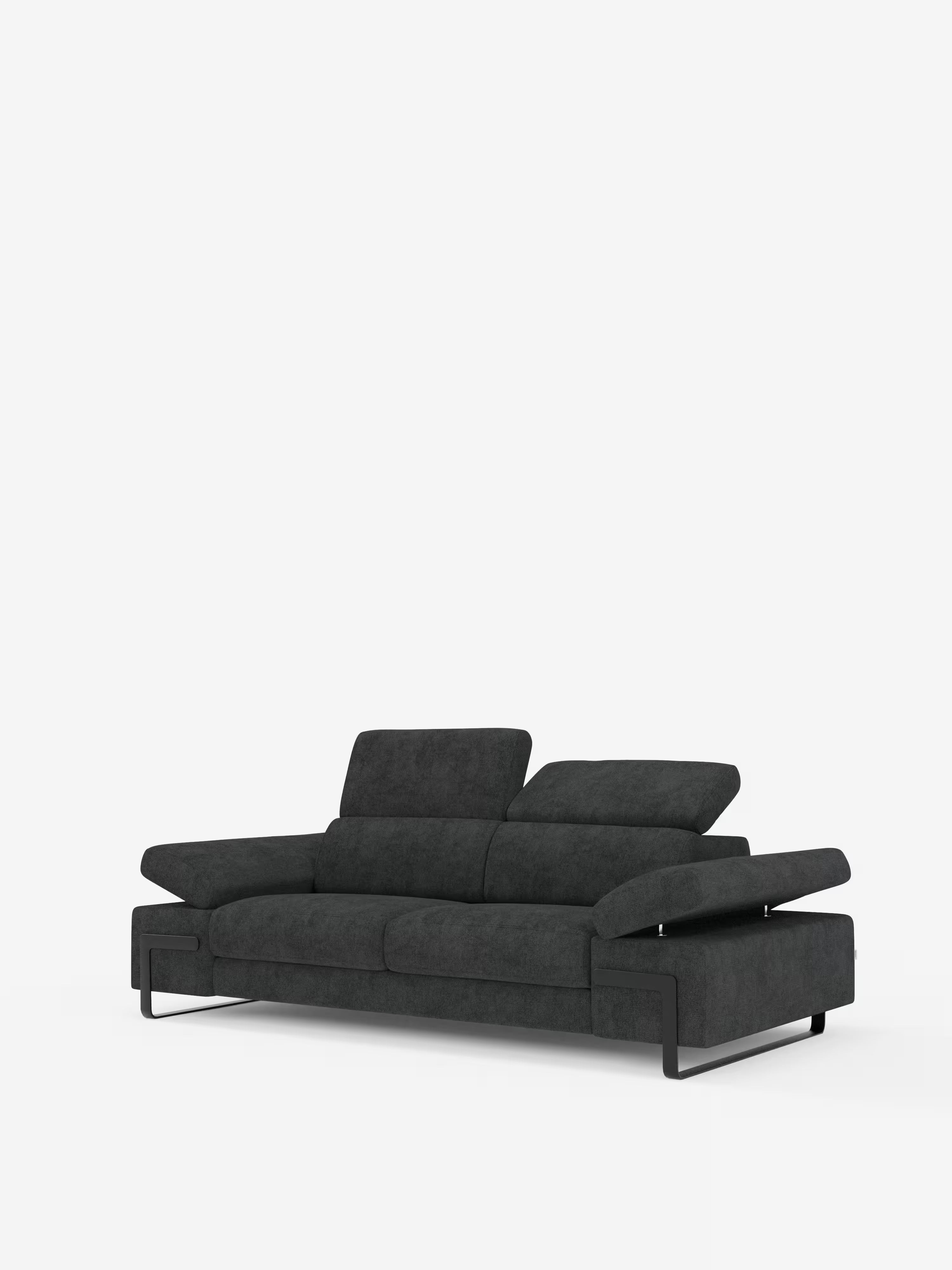 Zayana sofa with pull-out element 2 and 3 seats, reclining armrests and headrests in waterproof fabric