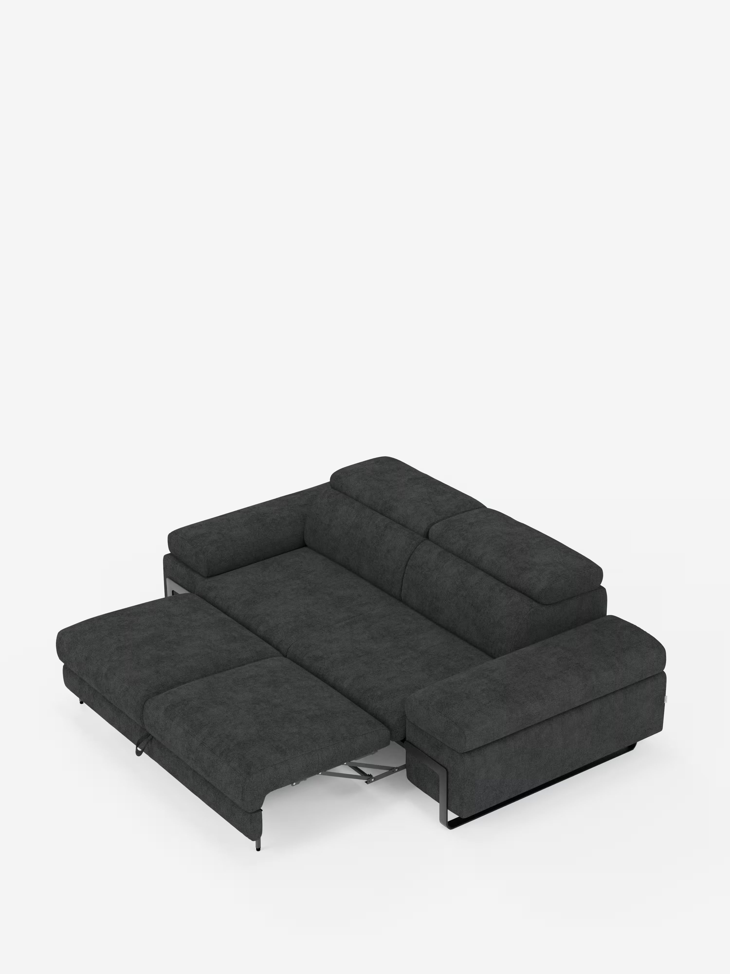 Zayana sofa with pull-out element 2 and 3 seats, reclining armrests and headrests in waterproof fabric