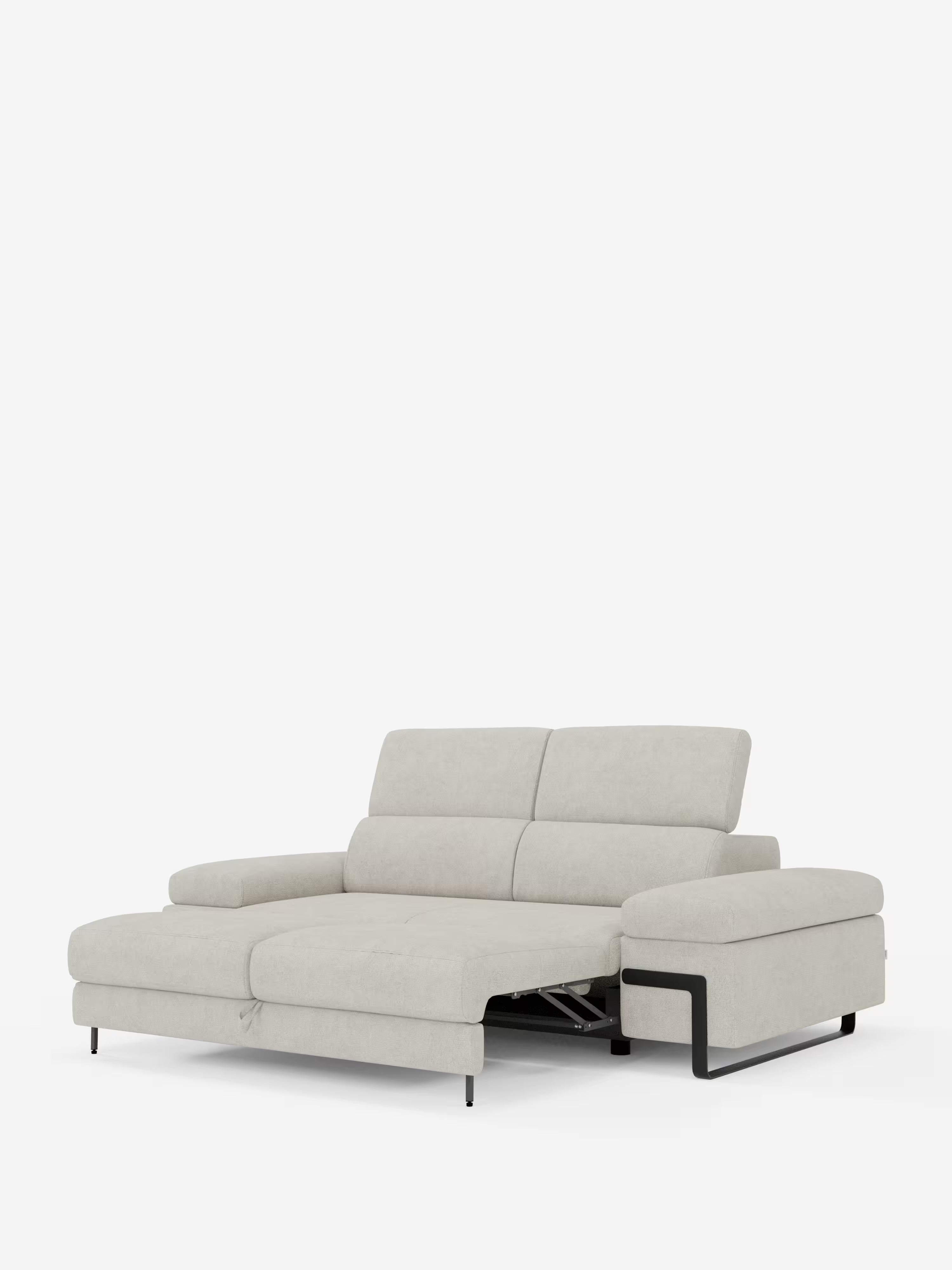 Zayana sofa with pull-out element 2 and 3 seats, reclining armrests and headrests in waterproof fabric