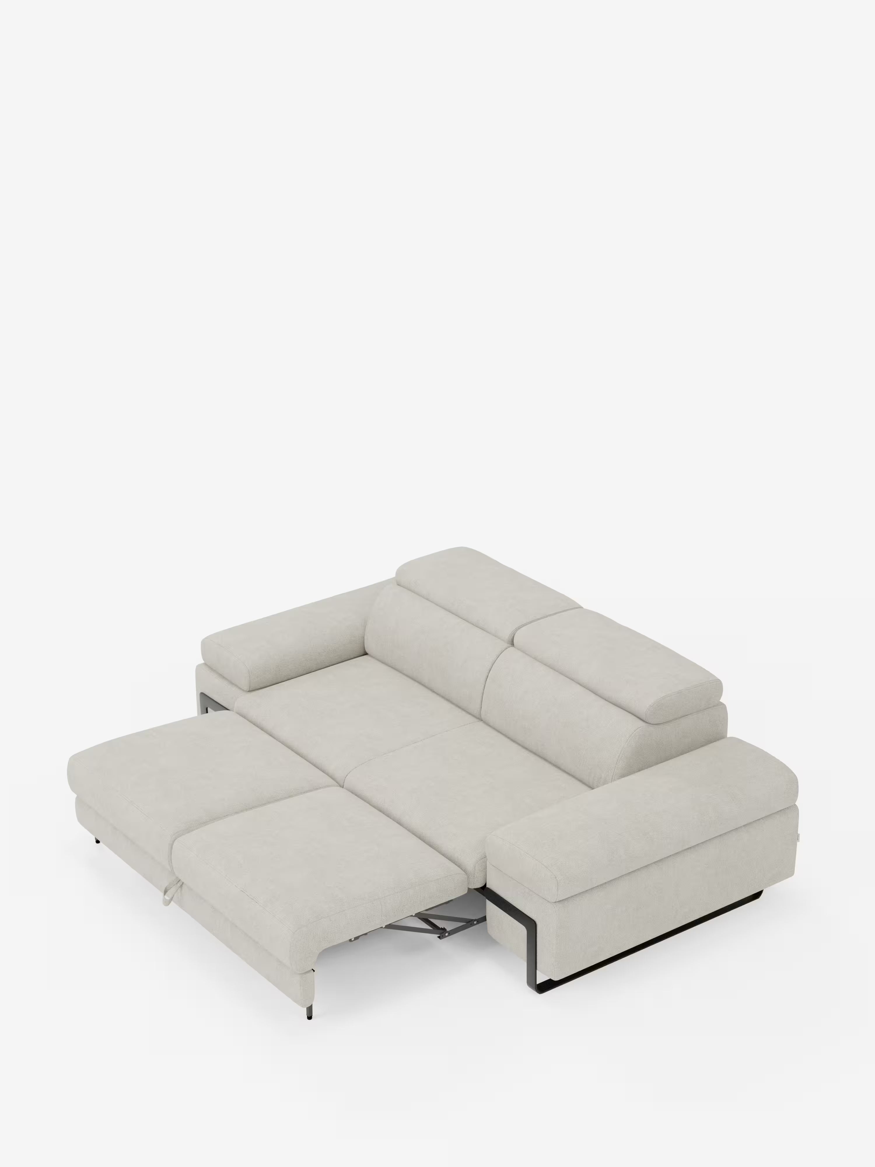 Zayana sofa with pull-out element 2 and 3 seats, reclining armrests and headrests in waterproof fabric