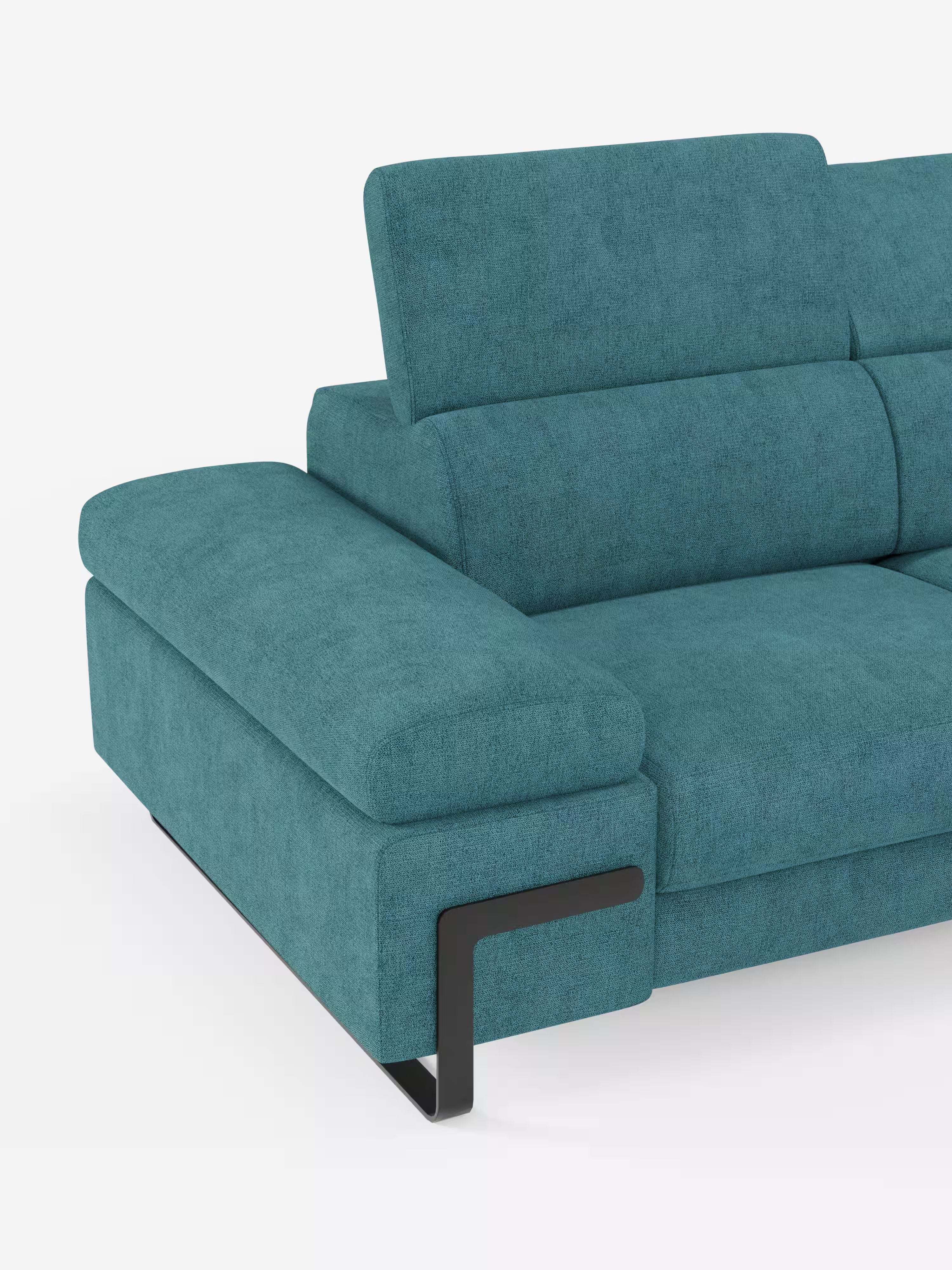 Zayana sofa with pull-out element 2 and 3 seats, reclining armrests and headrests in waterproof fabric