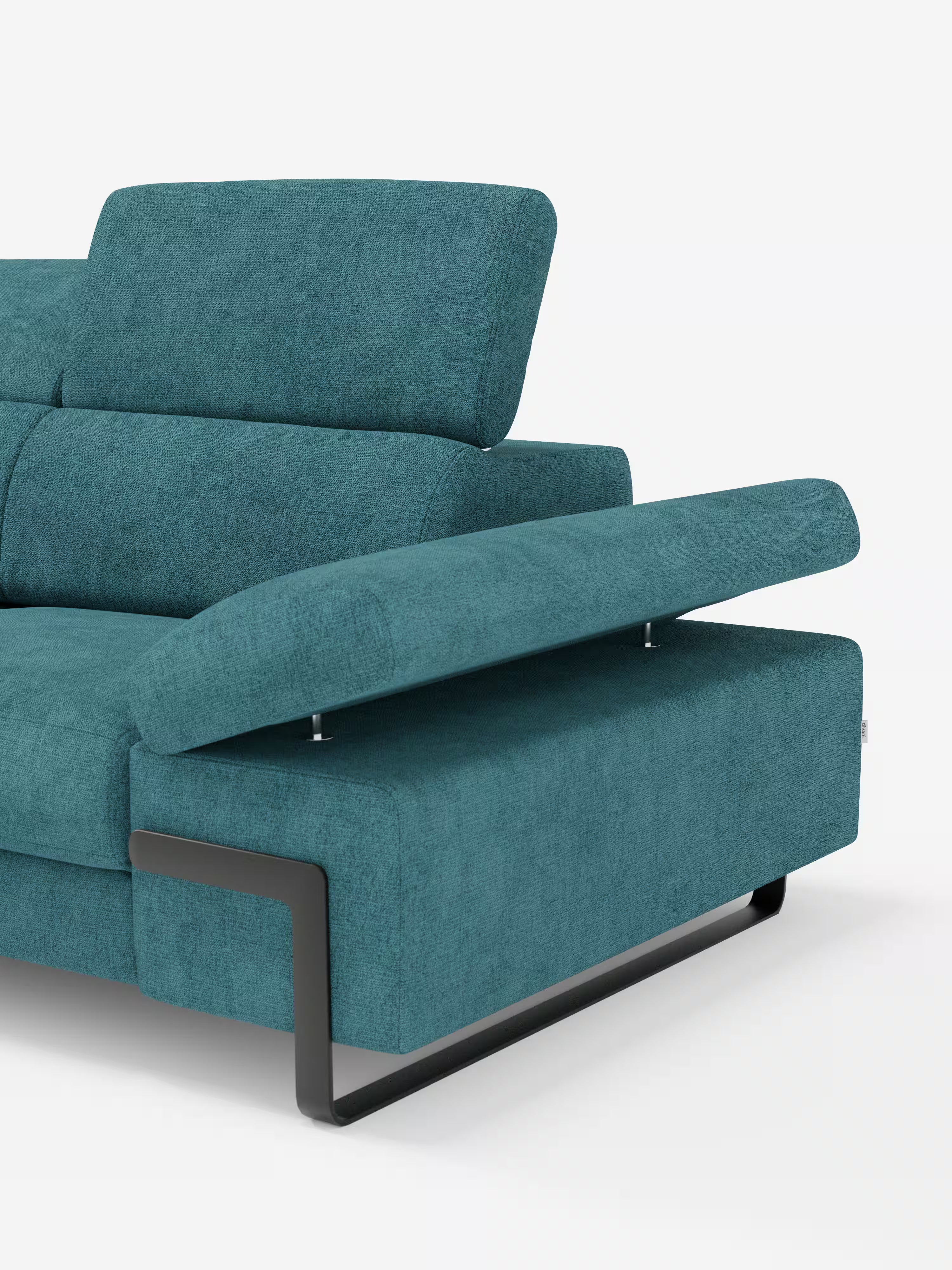 Zayana sofa with pull-out element 2 and 3 seats, reclining armrests and headrests in waterproof fabric