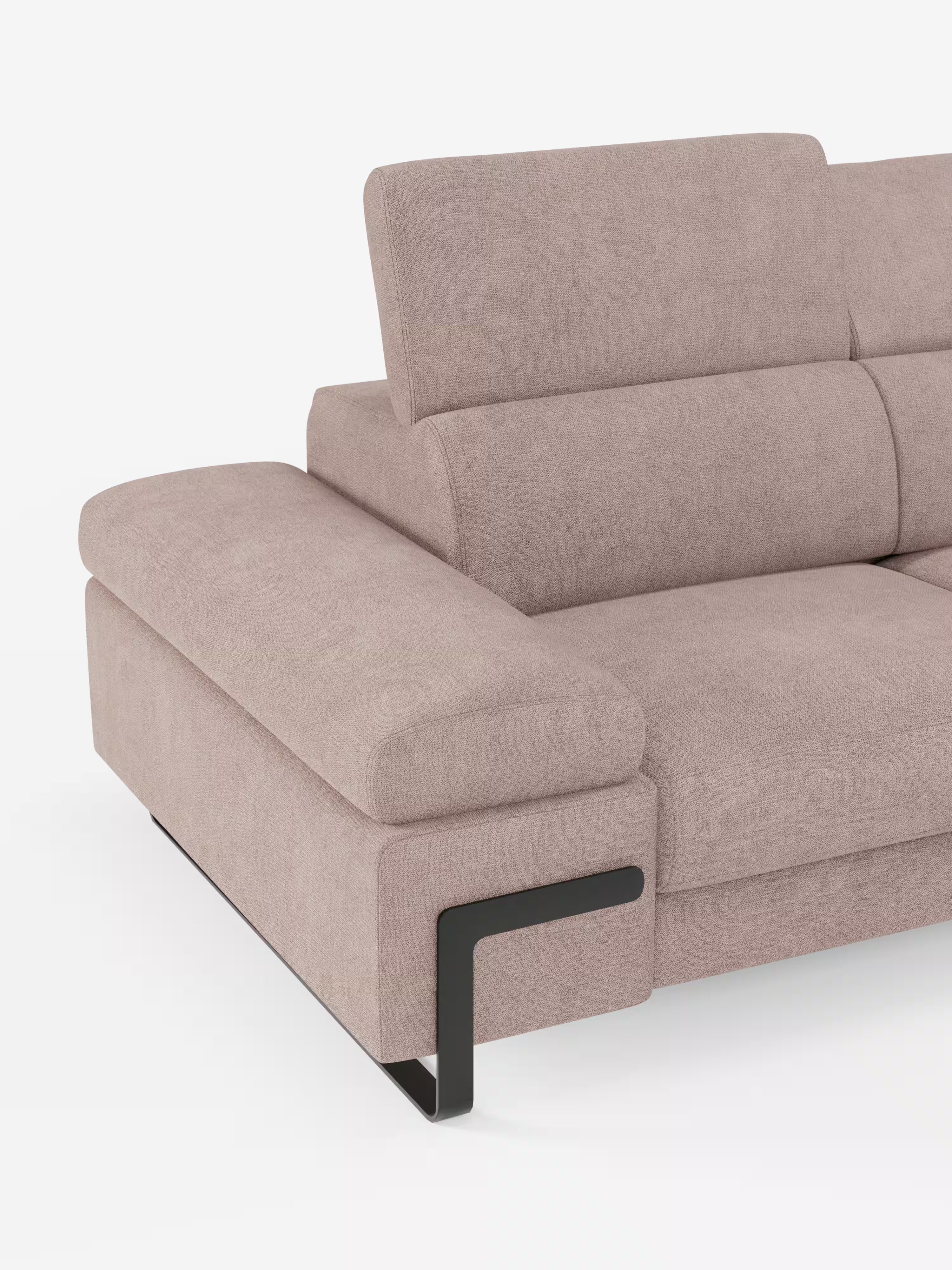 Zayana sofa with pull-out element 2 and 3 seats, reclining armrests and headrests in waterproof fabric
