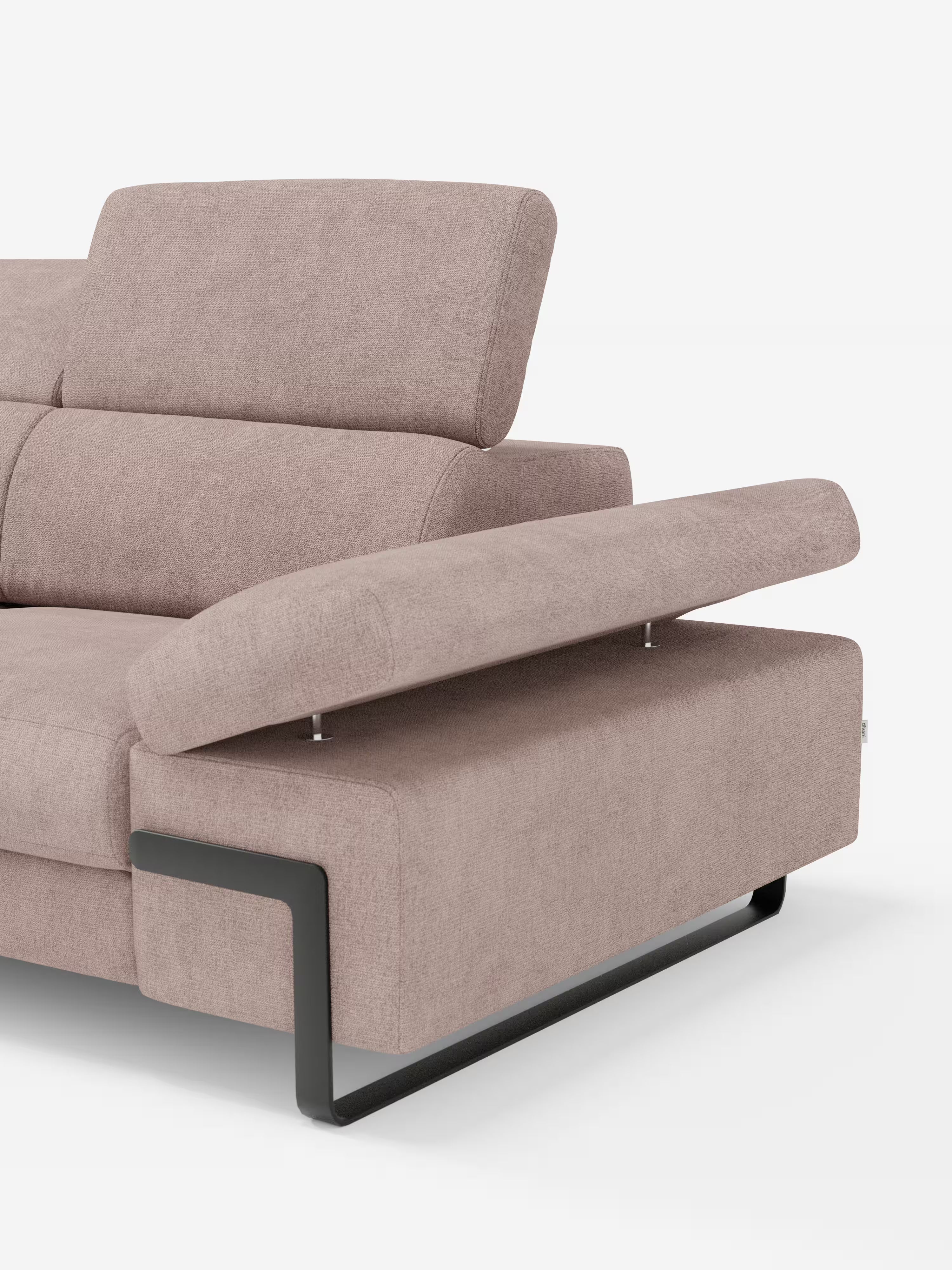 Zayana sofa with pull-out element 2 and 3 seats, reclining armrests and headrests in waterproof fabric