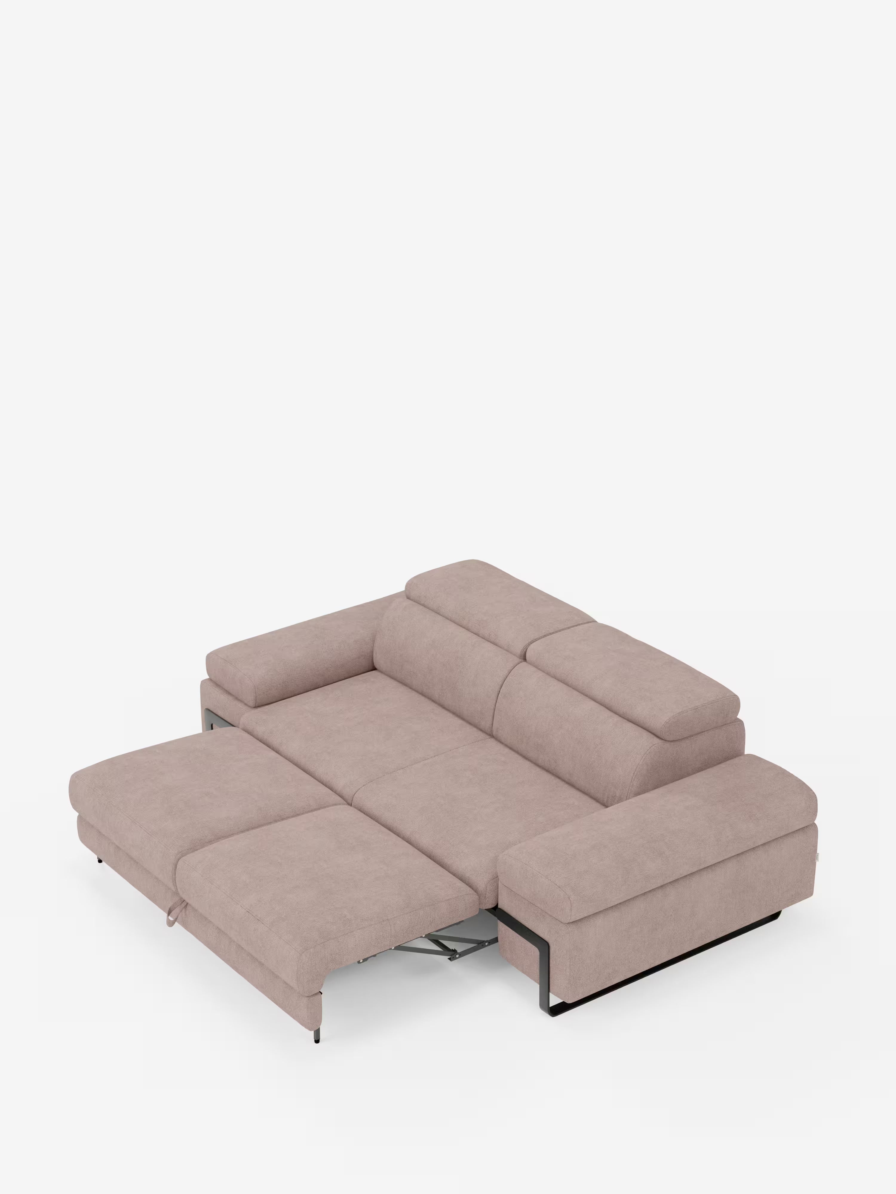 Zayana sofa with pull-out element 2 and 3 seats, reclining armrests and headrests in waterproof fabric