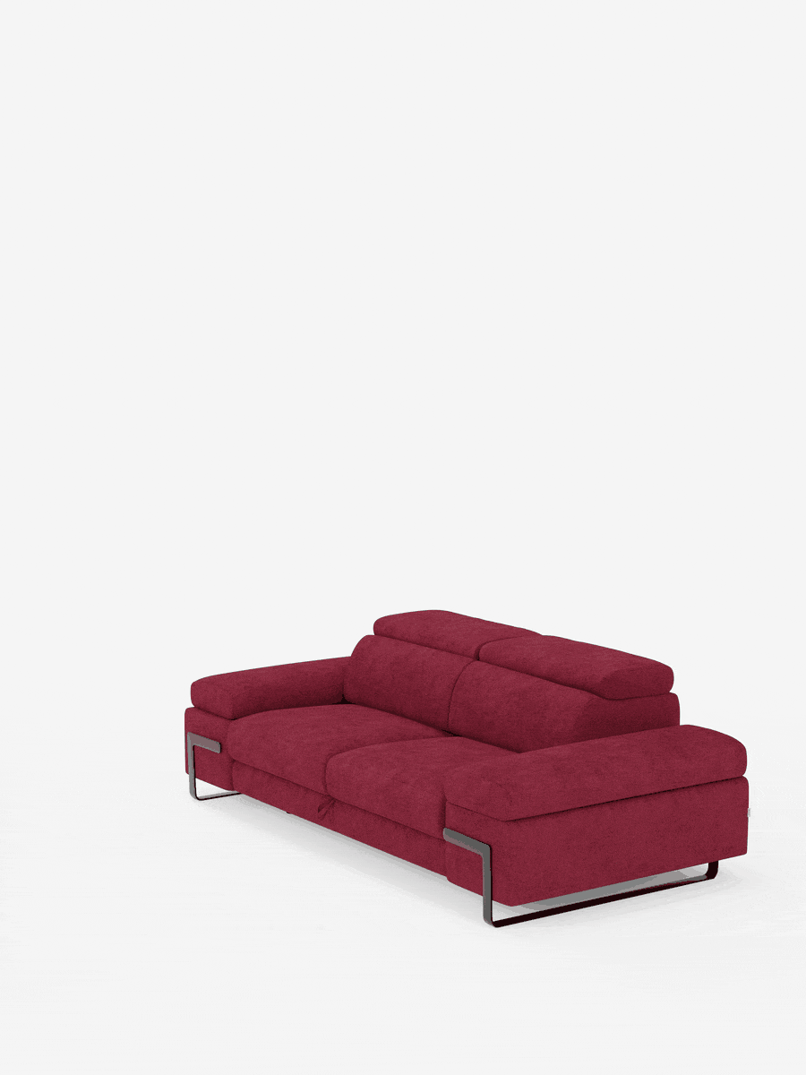Zayana sofa with pull-out element 2 and 3 seats, reclining armrests and headrests in waterproof fabric