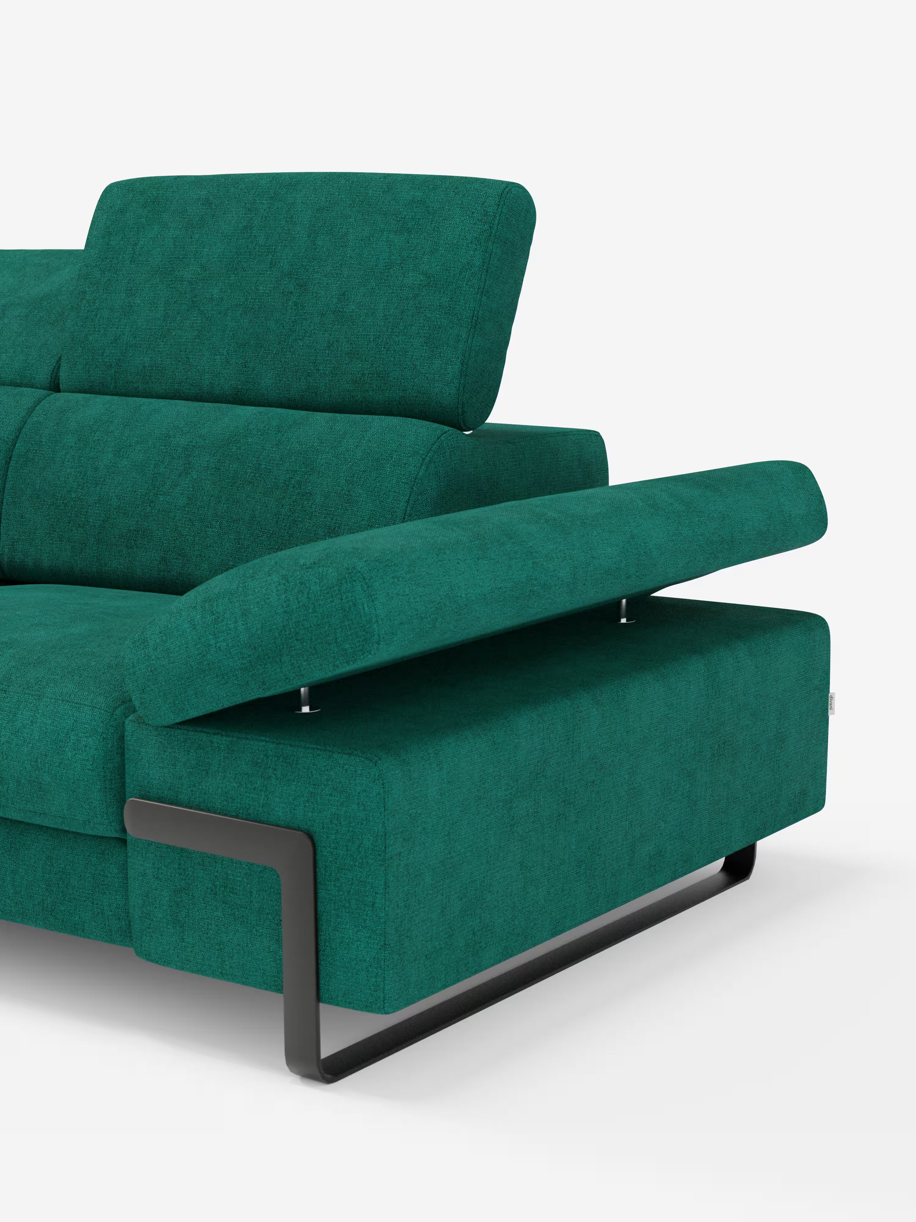 Zayana sofa with pull-out element 2 and 3 seats, reclining armrests and headrests in waterproof fabric
