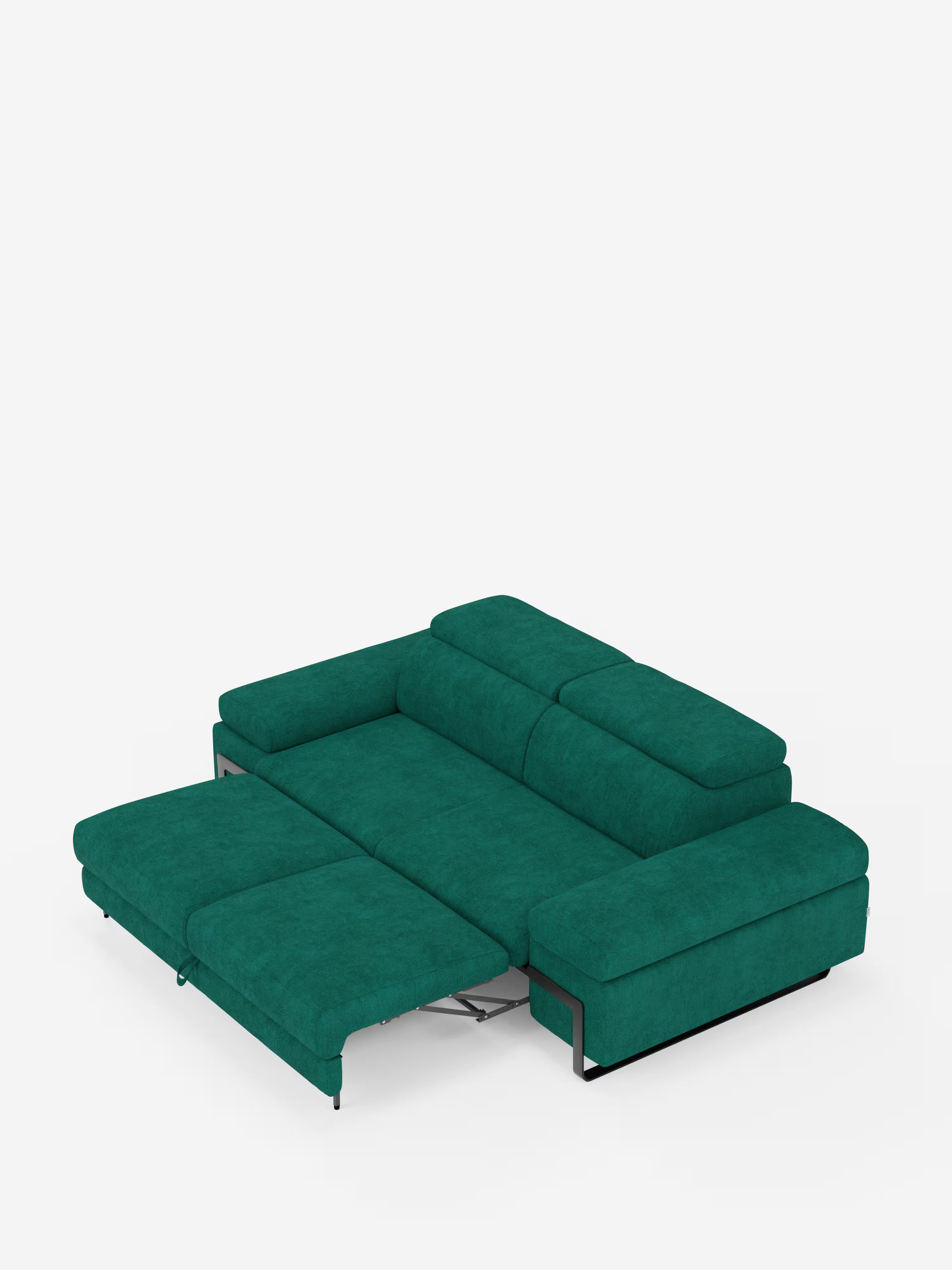 Zayana sofa with pull-out element 2 and 3 seats, reclining armrests and headrests in waterproof fabric