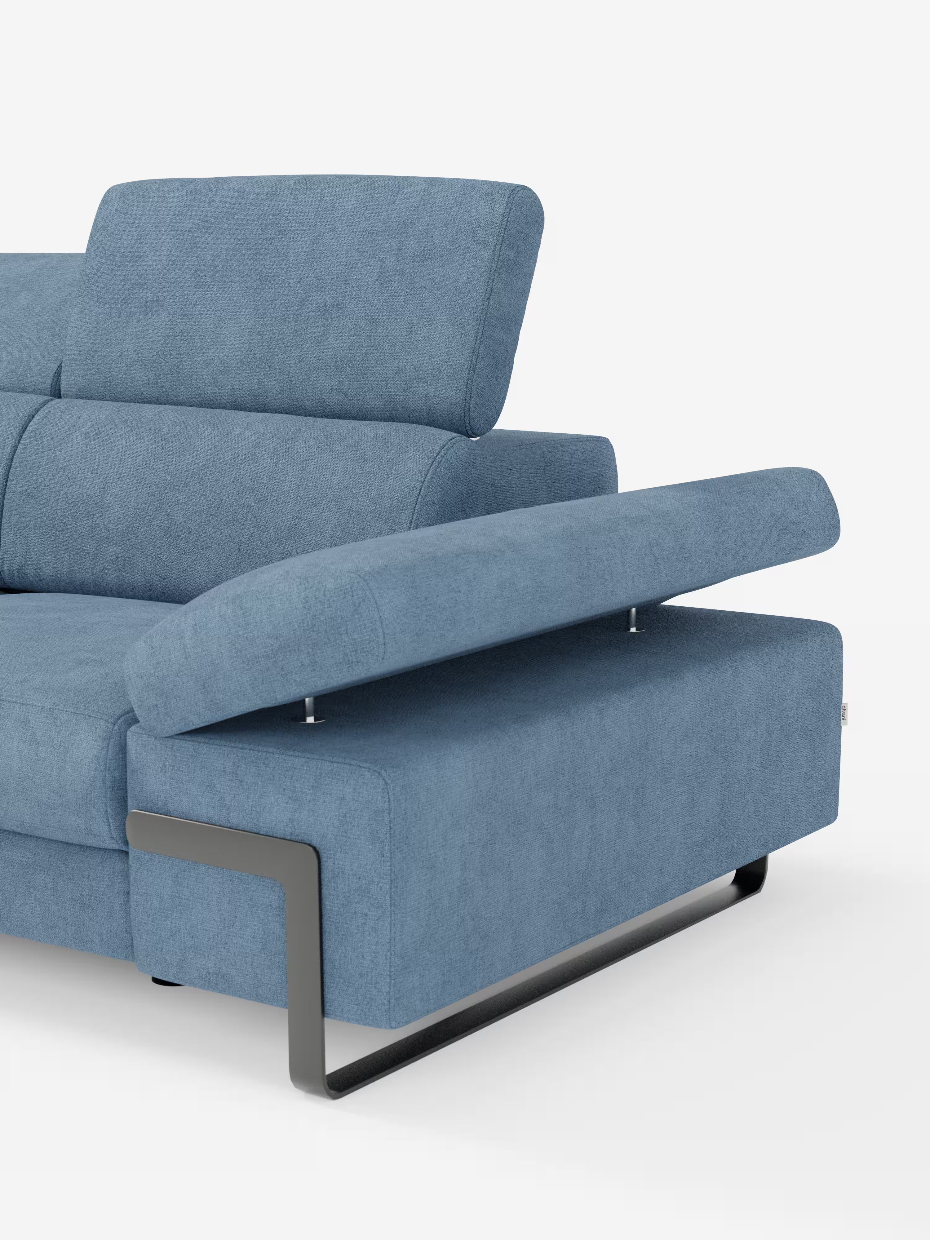 Zayana sofa with pull-out element 2 and 3 seats, reclining armrests and headrests in waterproof fabric