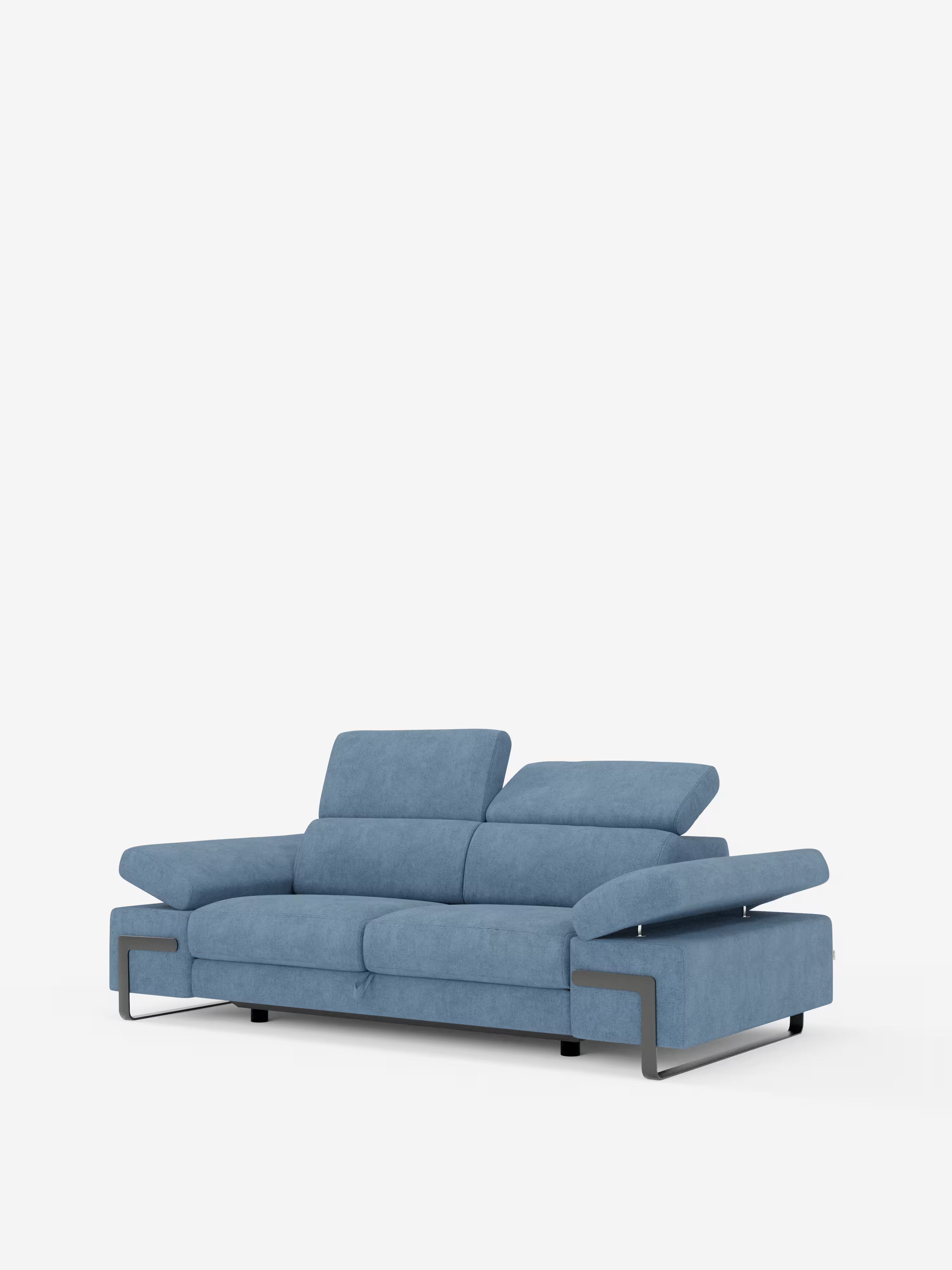 Zayana sofa with pull-out element 2 and 3 seats, reclining armrests and headrests in waterproof fabric