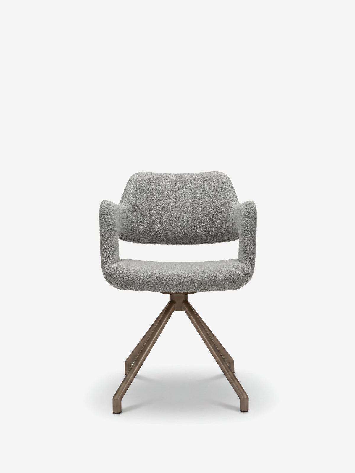 Zefira designer upholstered chair with armrests - elegant fabric and champagne metal base