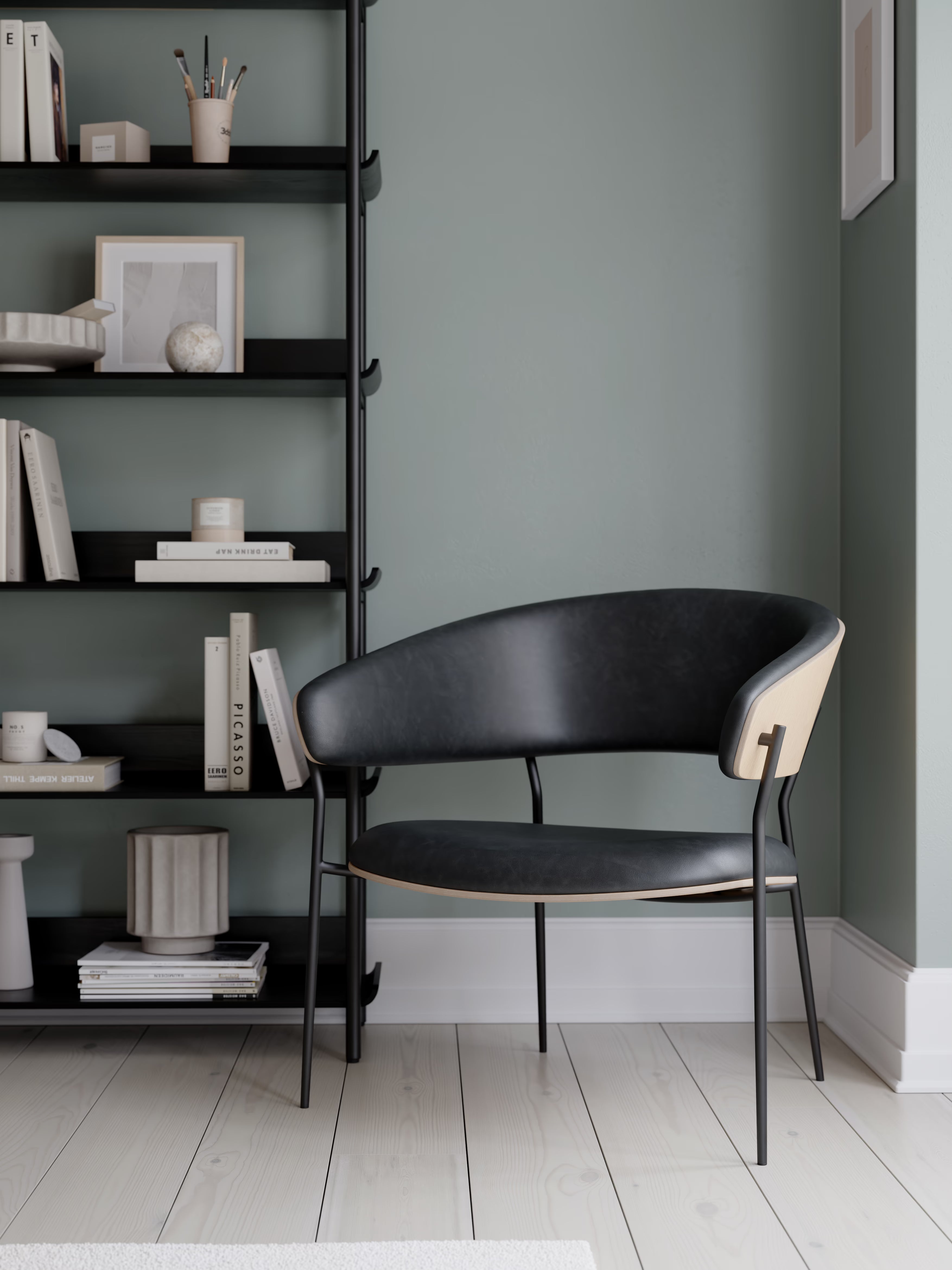 Crib Poltrona in Pelle sintetica e legno - stile mid-century con gambe in metallo anni '50