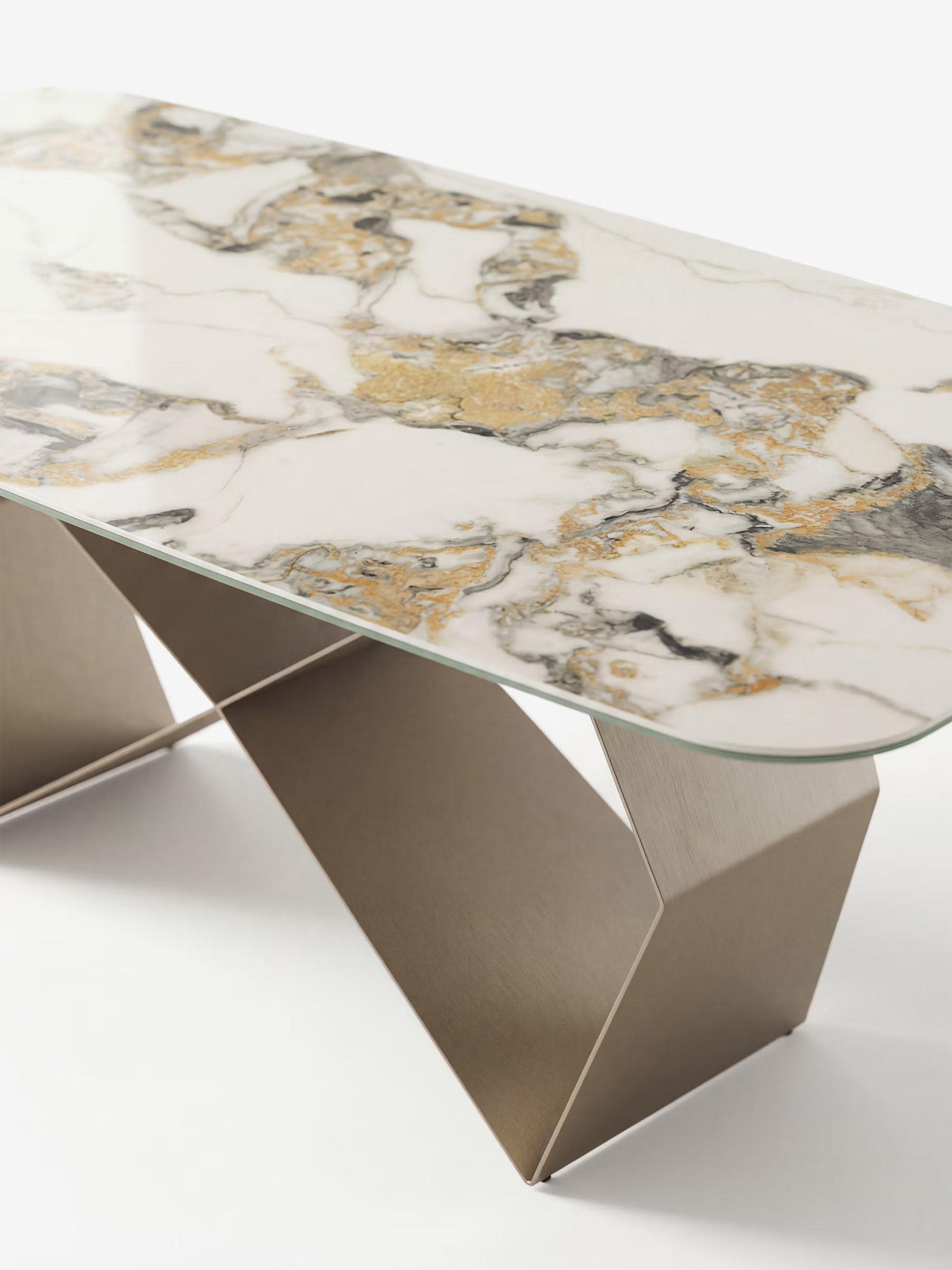 Karl mesa de comedor rectangular 210x110 cm con sobre de cerámica efecto mármol